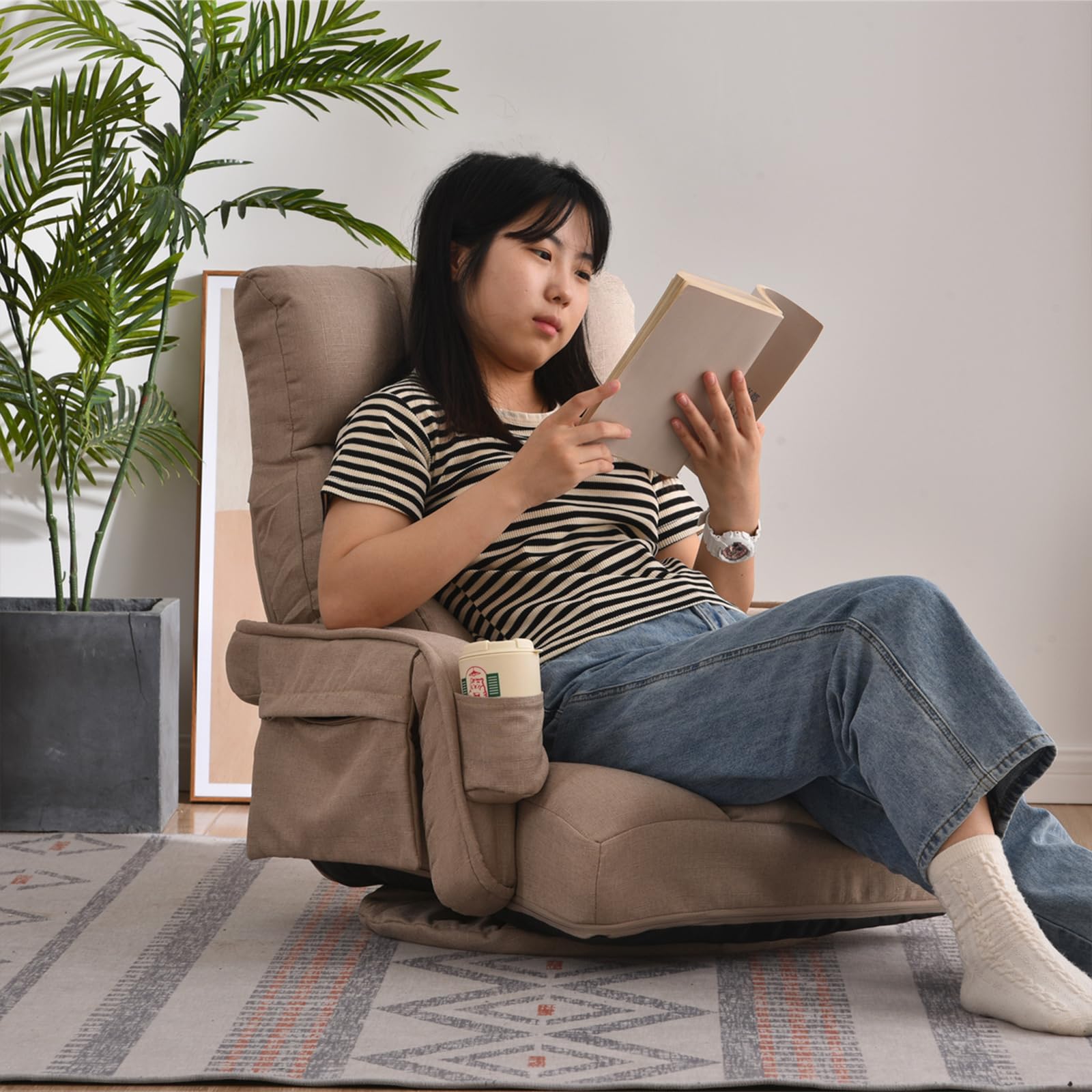 Amazon｜座椅子 360°回転式 一人掛け 42段階調節可能 ひじ掛け付き