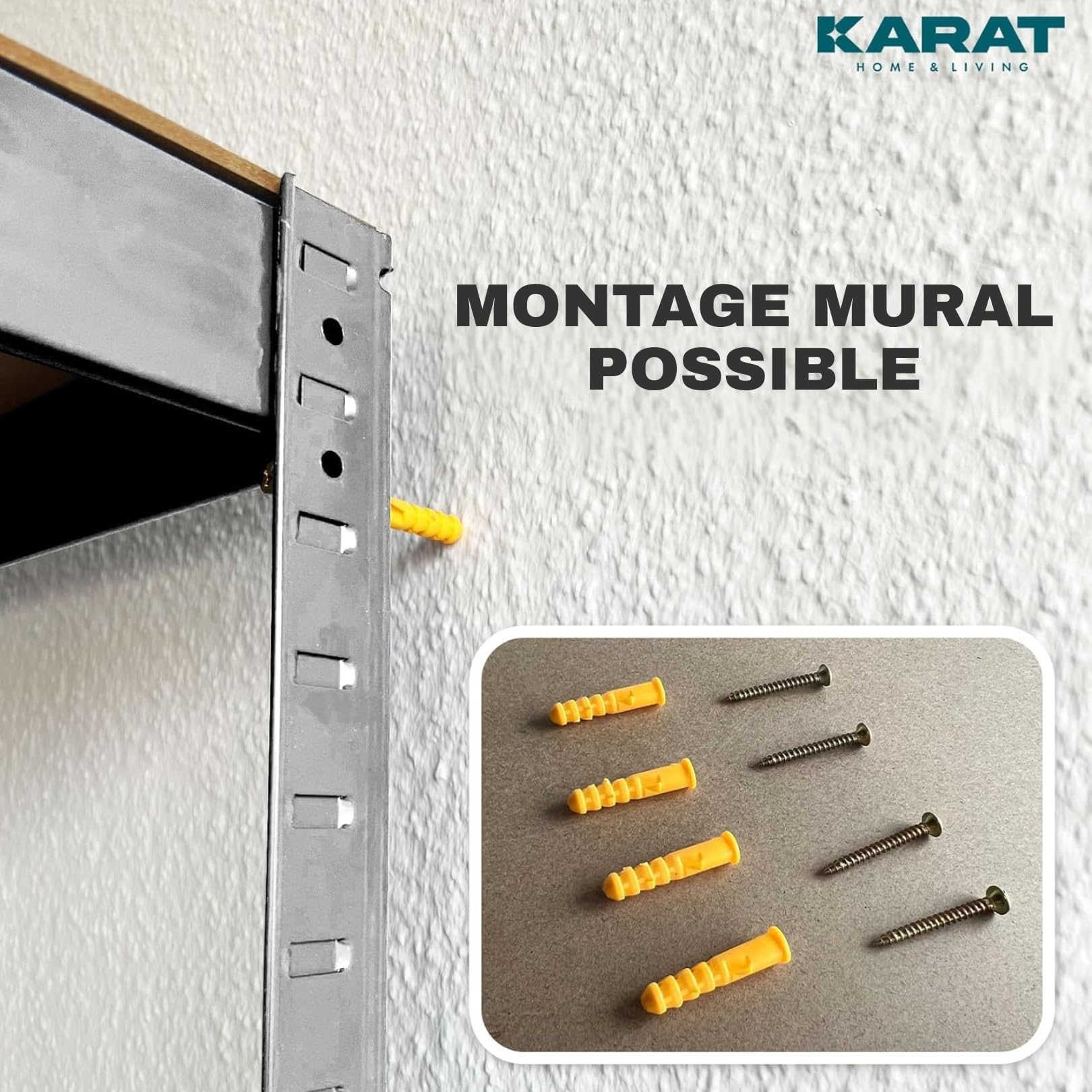 KARAT - Étagères pour Charges Lourdes - Étagères Enfichables avec 5 tablettes réglables – Rayonnages en métal Idéal pour Cave Garage Entrepôt - Galvanisé 180 x 90 x 40 cm