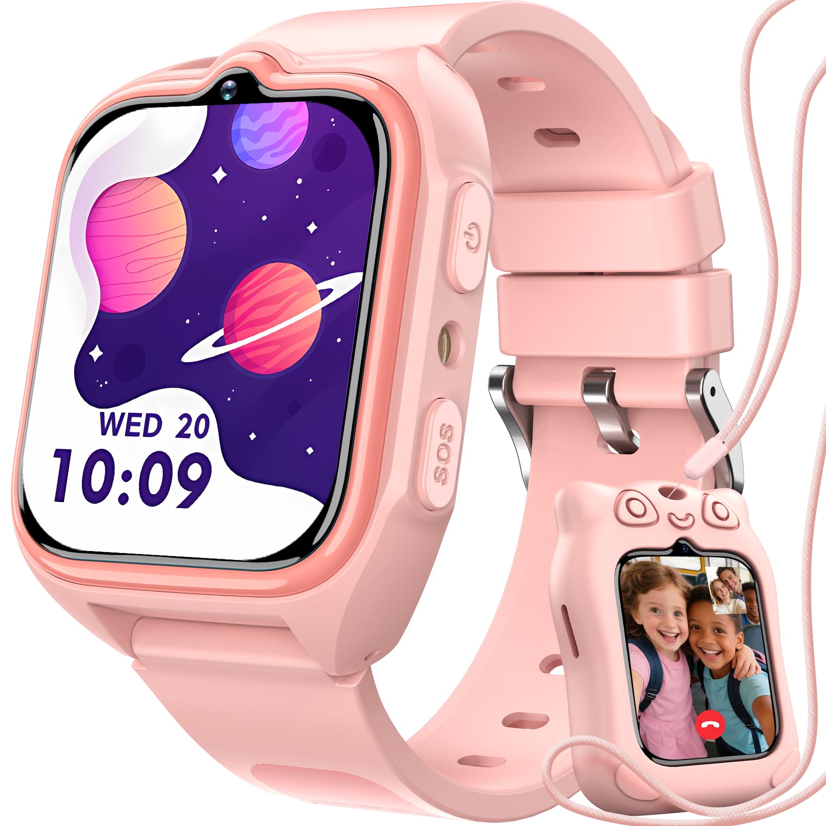 Blackview Montre Connectée Enfant, Écran Tactile Couleur1,75,GPS, Appel d’Urgence SOS, Appel vidéo 4G HD, Discussion vocale, SMS,réveil,Torche LED,Podomètre, pour garçons et Filles.