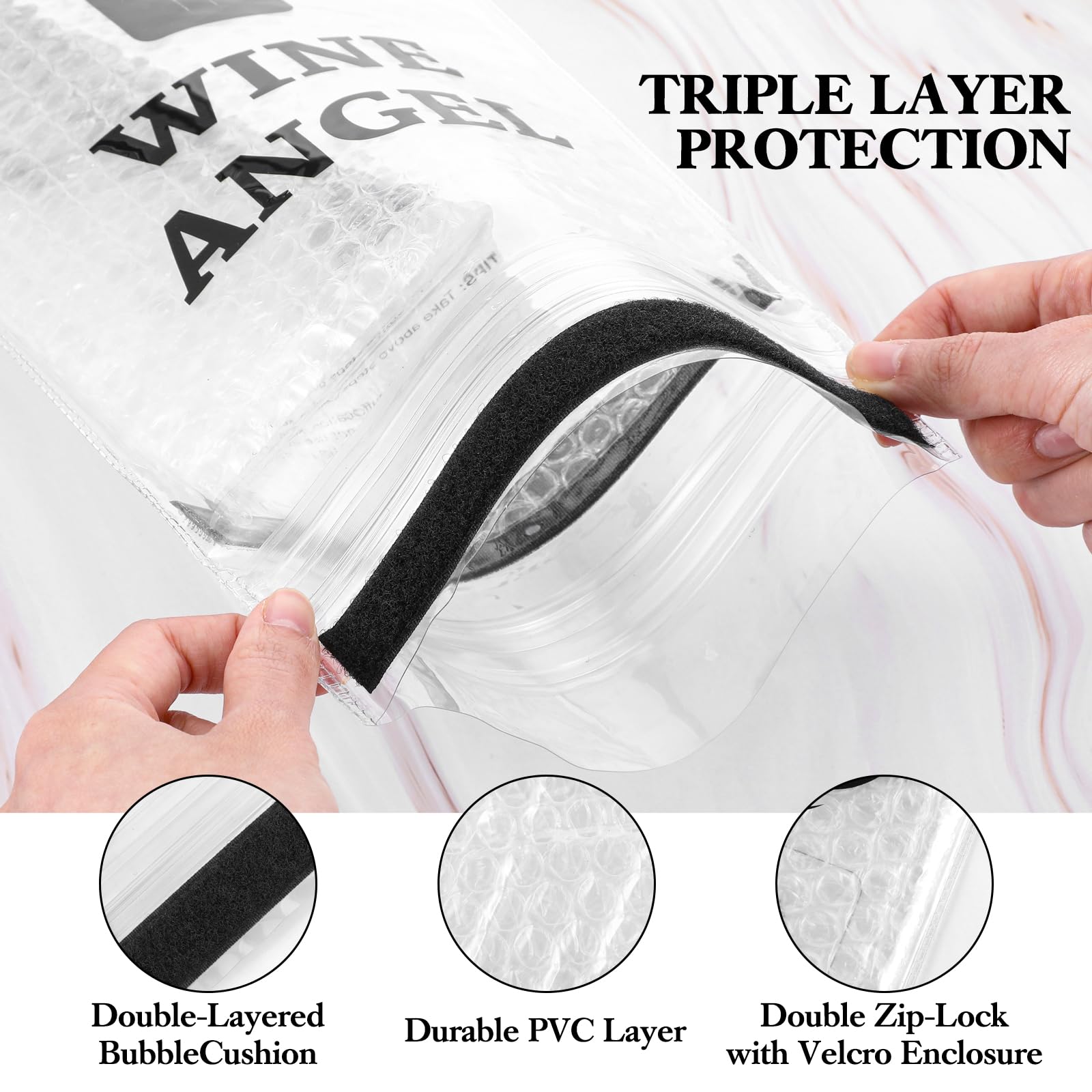 Lot de 6 sacs de voyage réutilisables pour bouteille de vin – Manchon d'expédition incassable, anti-fuite et double couche à bulles de vin, sacs à vin de voyage pour valises