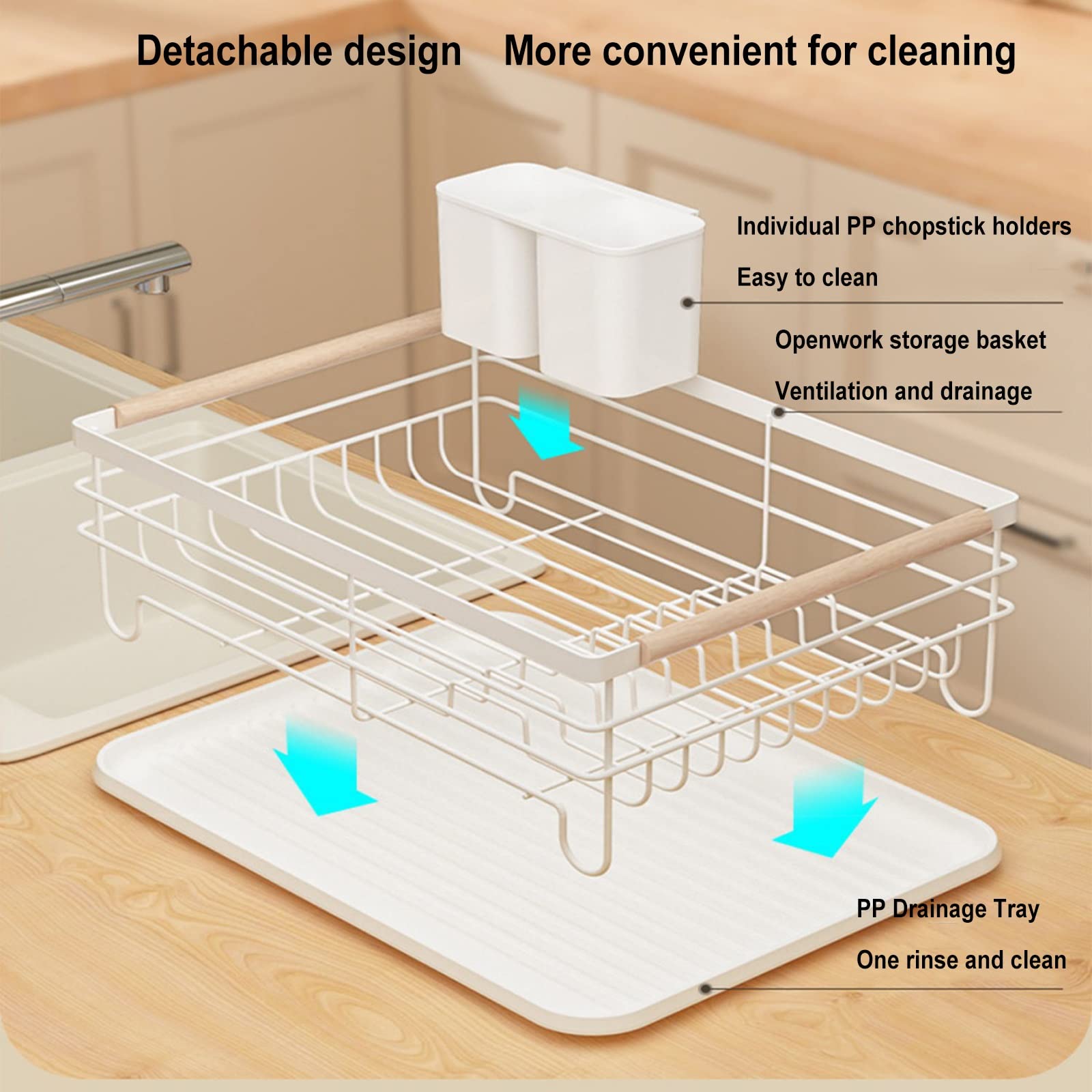 Escurridor De Platos Estantes para Platos para Mostrador De Cocina Estante De Secado De Cocina De Acero Inoxidable Duradero Ahorro De Espacio con Soporte para Cubiertos E