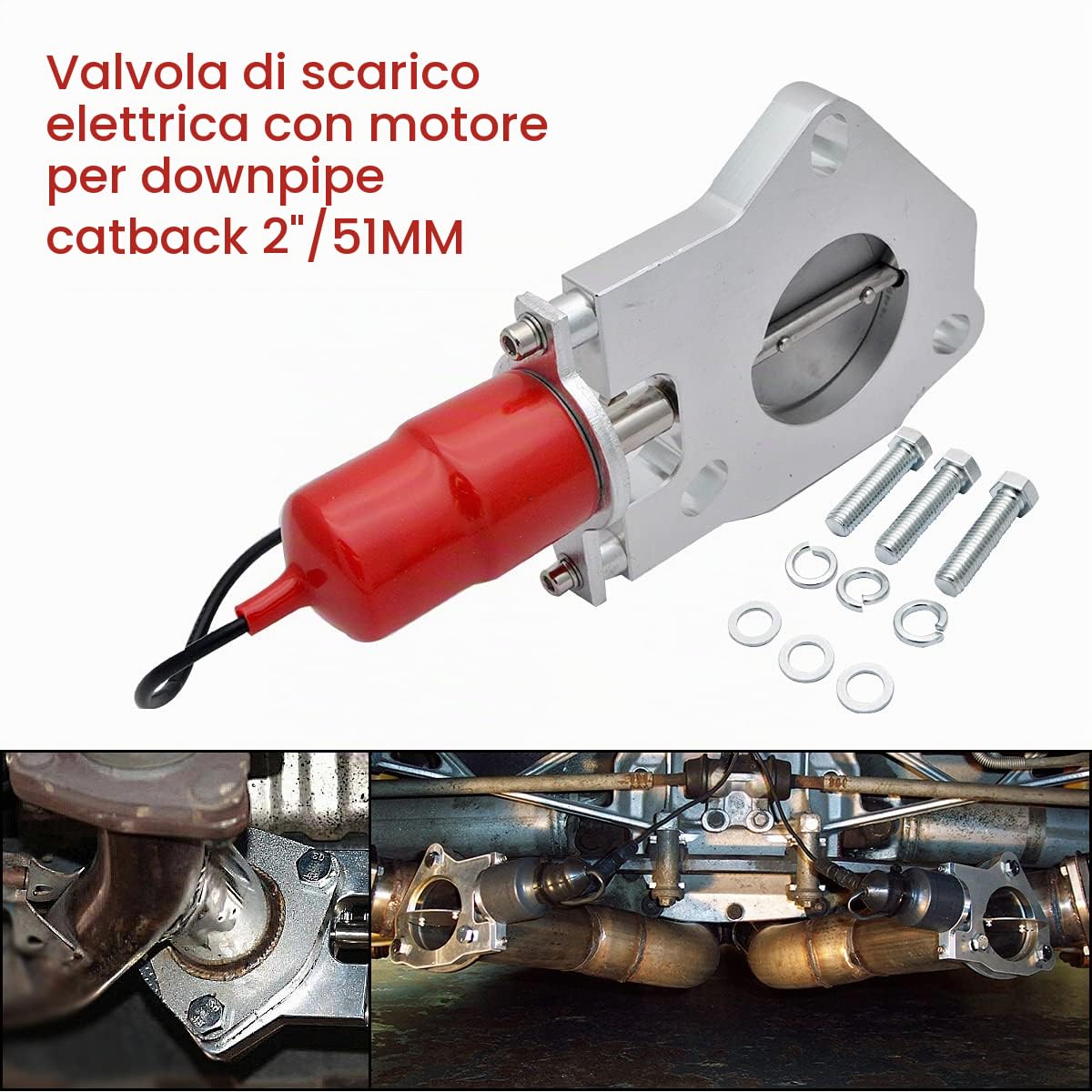 Valvola di controllo di scarico elettrico universale 2.0"/50 mm, motore valvola di taglio, sistema di scarico con telecomando