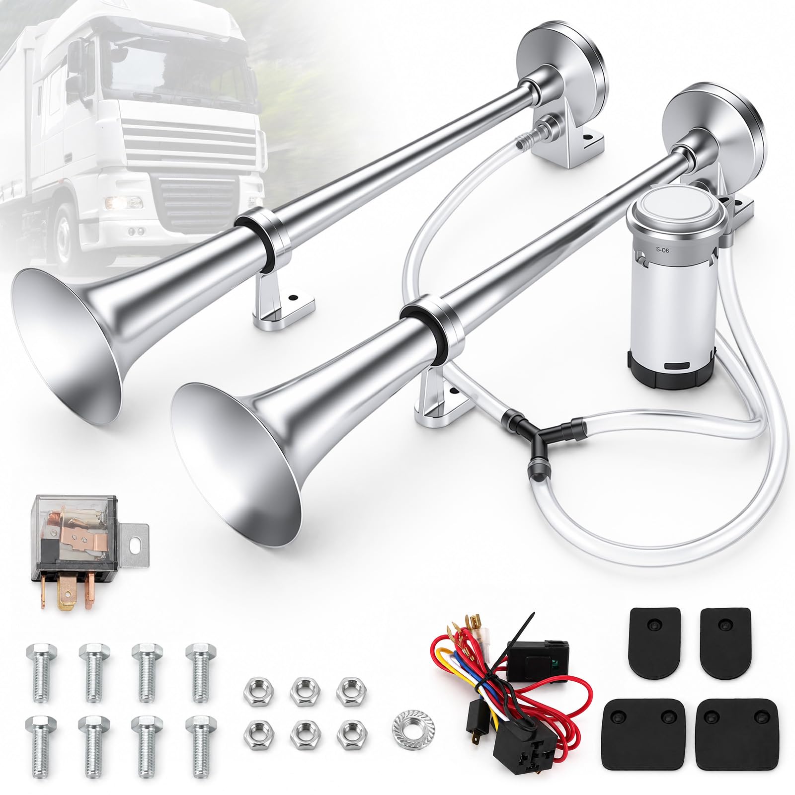 Trombe Auto 12v, 150dB Trombe Camion Potenti, Clacson Auto con Compressore