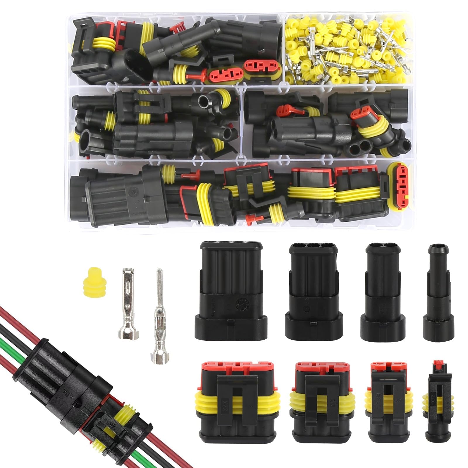 352X KFZ Stecker Steckverbindung Kabel Steckverbinder 1-4 Polig Wasserdicht Auto