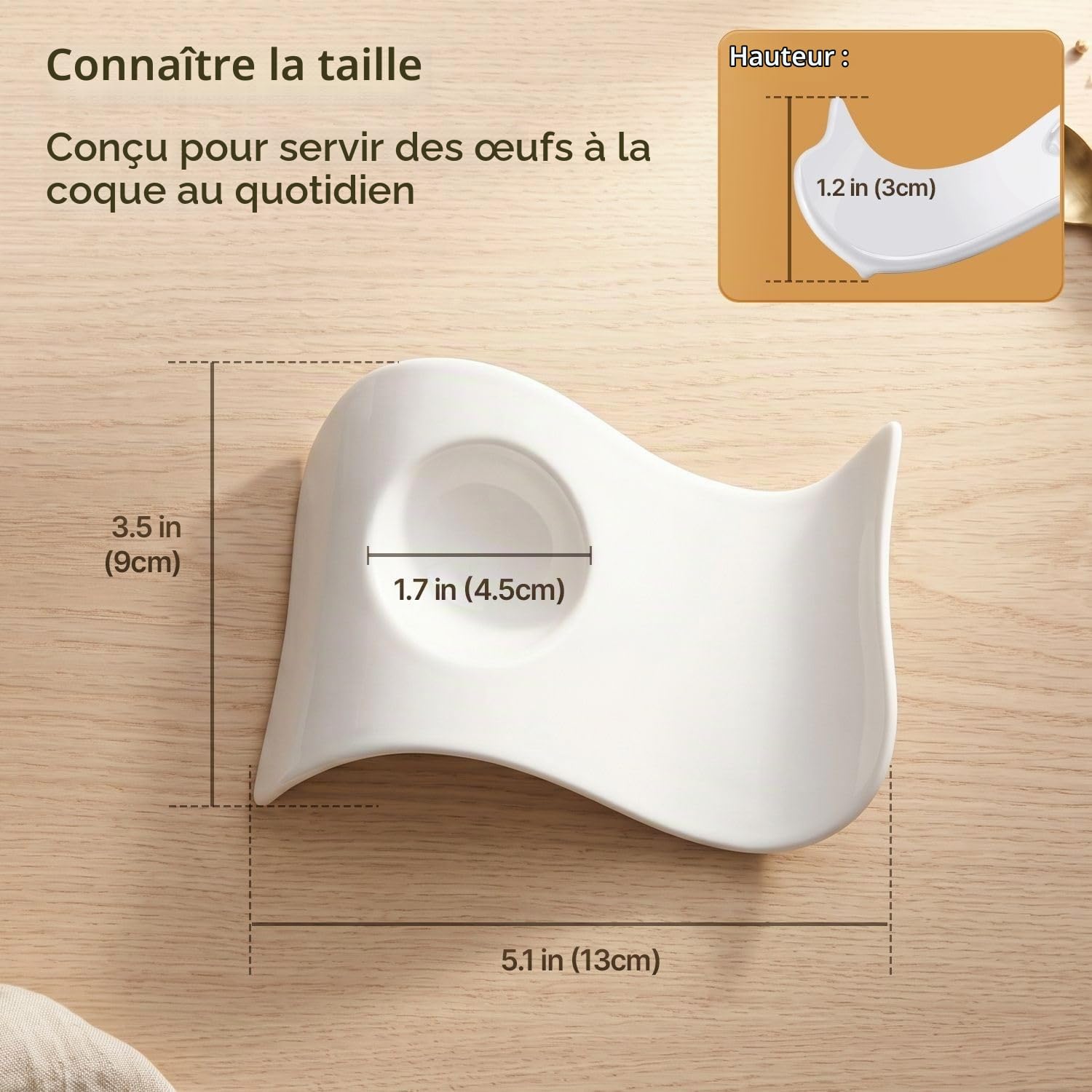 Flexzion Coquetiers pour œufs à la coque - Lot de 6 en céramique - Coquetiers empilables avec socle pour service, petit-déjeuner, brunch - Décor de table, Vagues