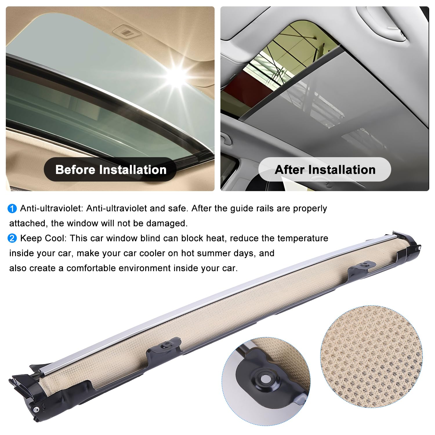 LICHENGTAI 1K9877307B Schiebedach Sonnenblende für VW Jetta Golf Tiguan, für Audi Q5 2010-2017 Auto Schiebedach Sonnenschutz Vorhang Auto Sonnenblende Vorhänge