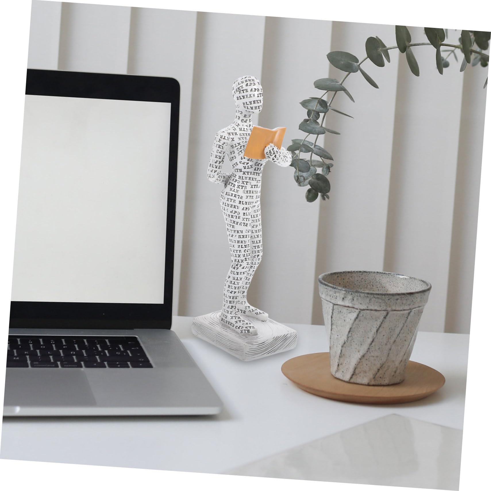Hemobllo Statuetta Donna Lettura in Resina Bianca per Tavolo Studio | Decorazione da Scrivania, Forma Femminile Creativa, Finitura Liscia, Atmosfera Artistica