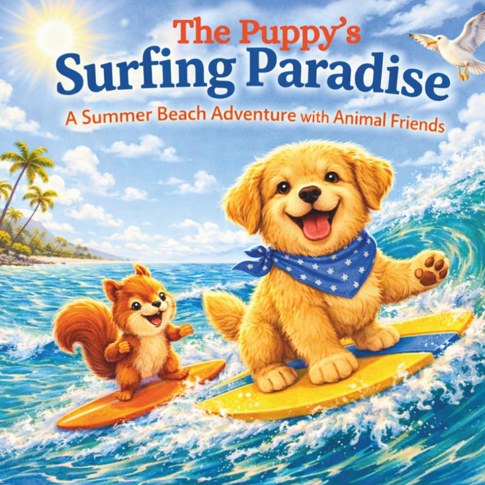 The Puppy’s Surfing Paradise: A Summer Beach Adventure with Animal Friends