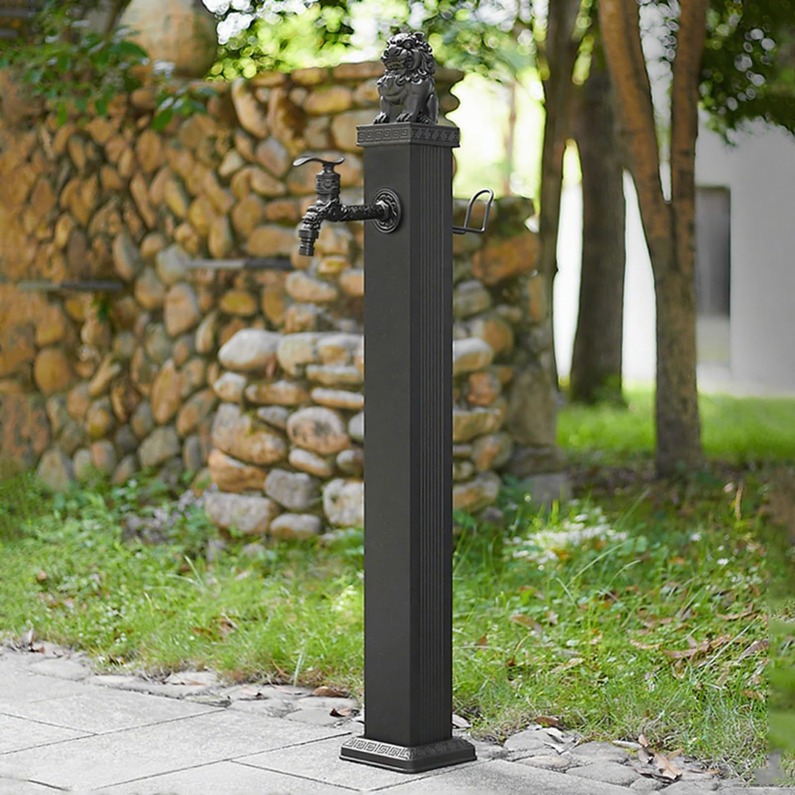 XBTGS Vertical Garden Water Column – Stainless Steel Antifreeze Tap 116 cm, Decorative Fountain for Outdoor Irrigation and Washing, Hard Hydrant, Black-116cm/45.7in