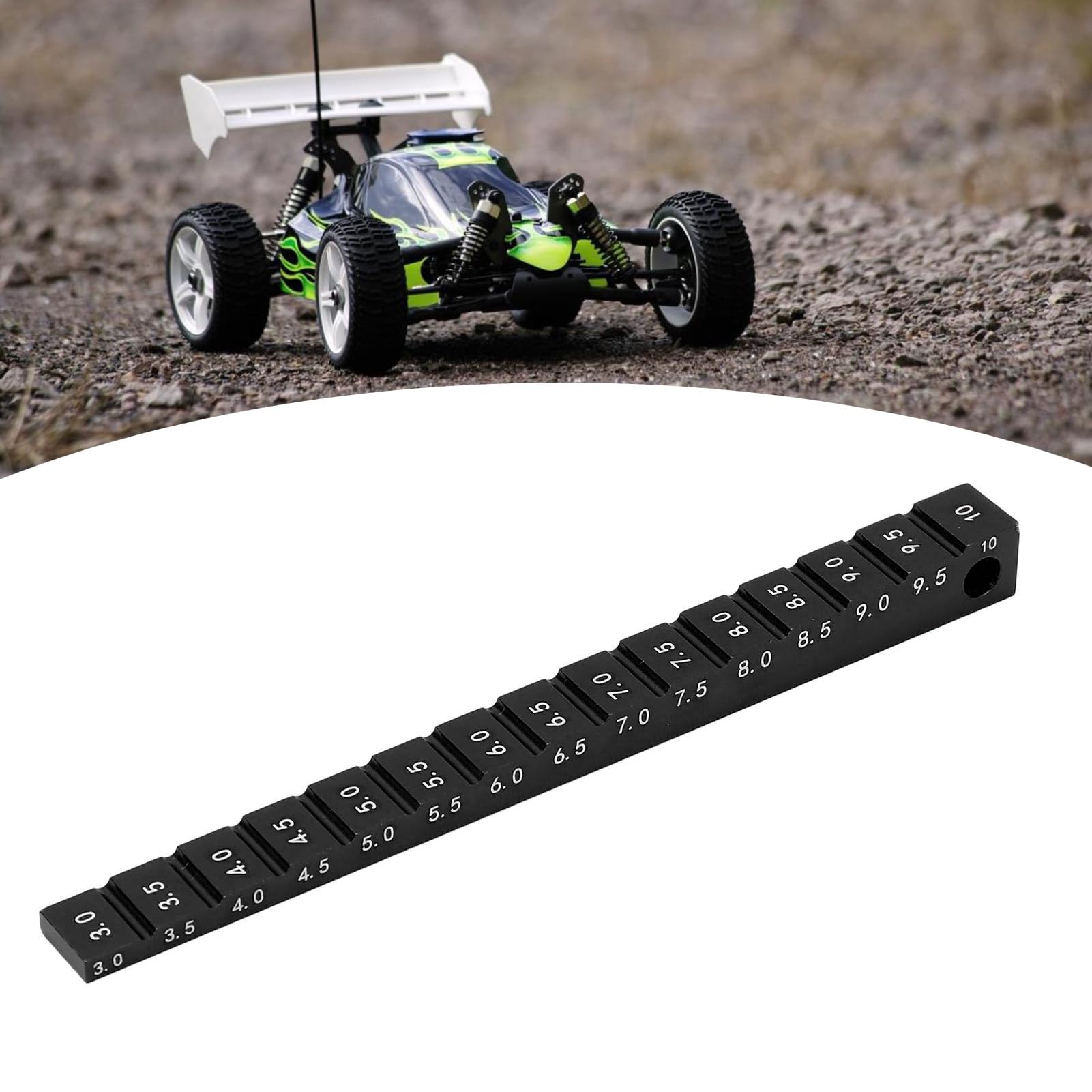 Misuratore di Altezza di Marcia in Lega di Alluminio da 3-10 mm per Accessori per misuratori di deriva per Auto da 1/10 Rc (Nero)