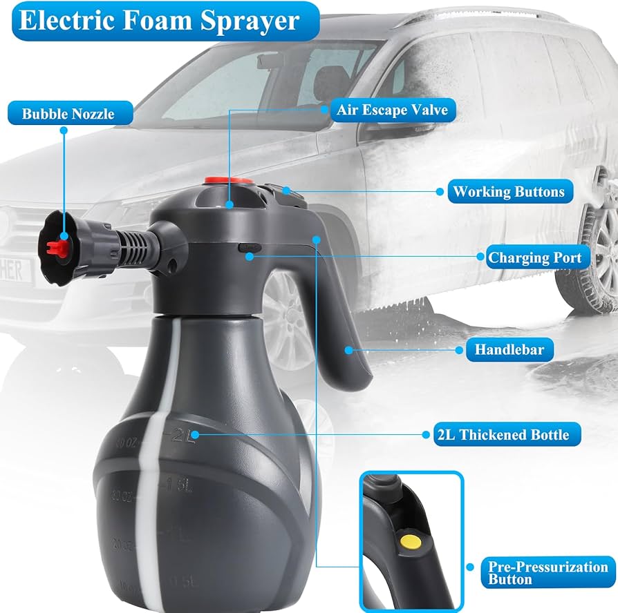 Amazon.com: Electric Foam Sprayer for Car Wash, 2L USB