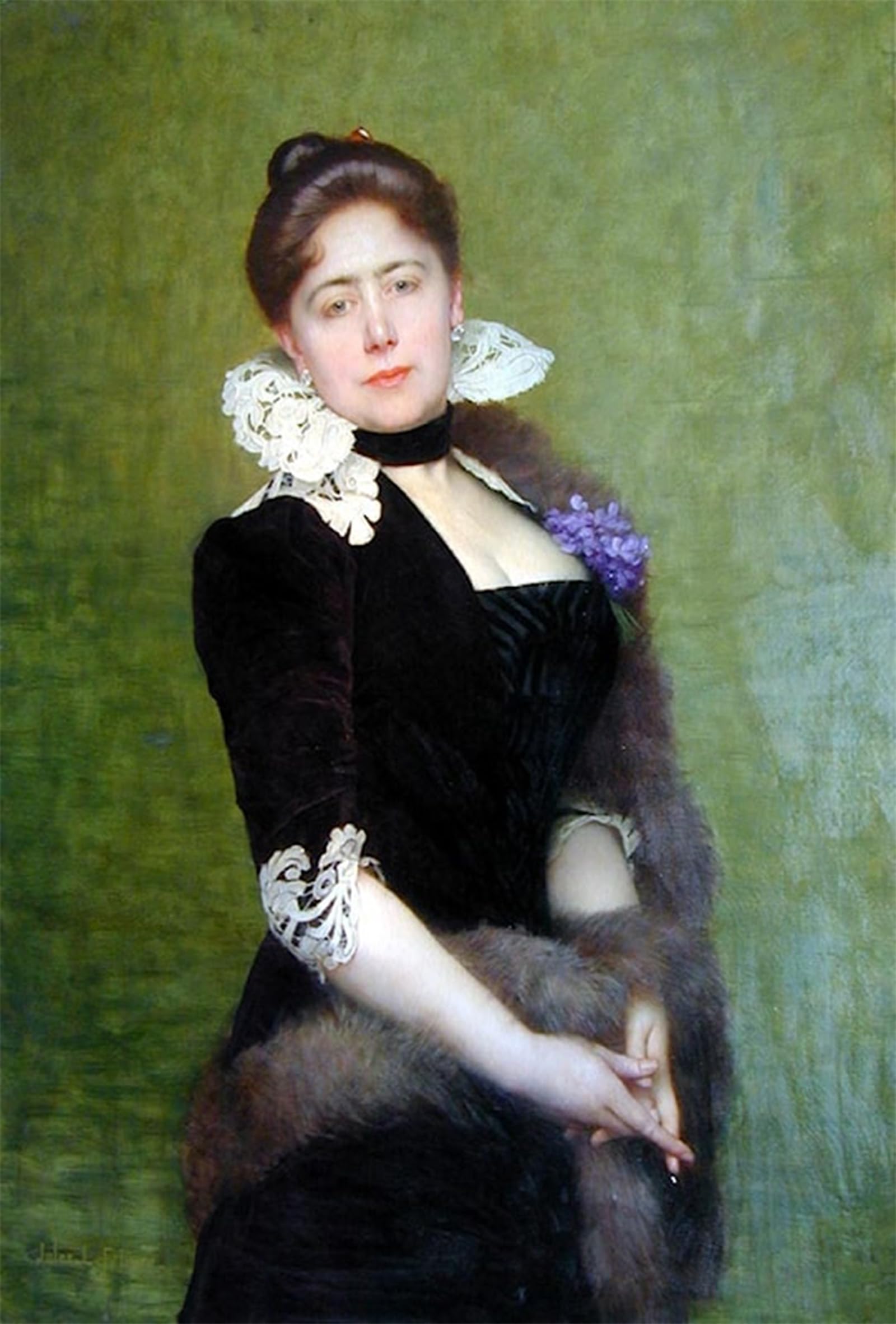 POSTERIIk Famous Modern Artwork Art Mural Portrait of a Lady by Jules Lefebvre Oil Paintings Pictures for Home Decor 60x90cm
