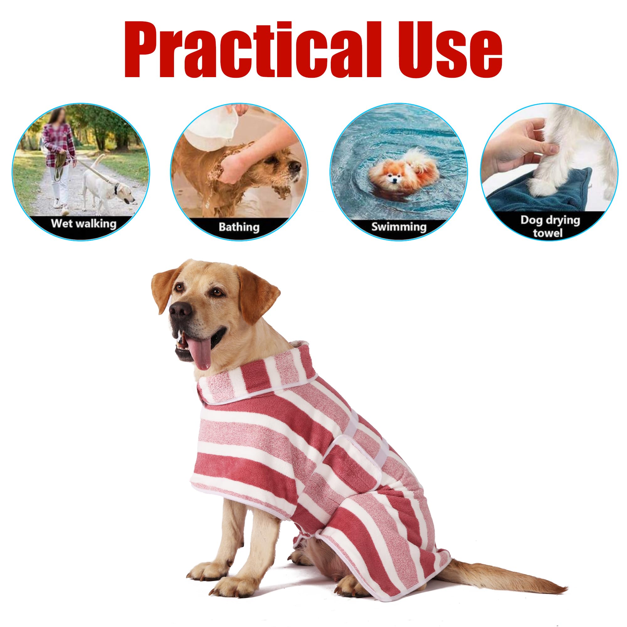Accappatoio per cani ad asciugatura rapida a righe (verde, 2XL)
