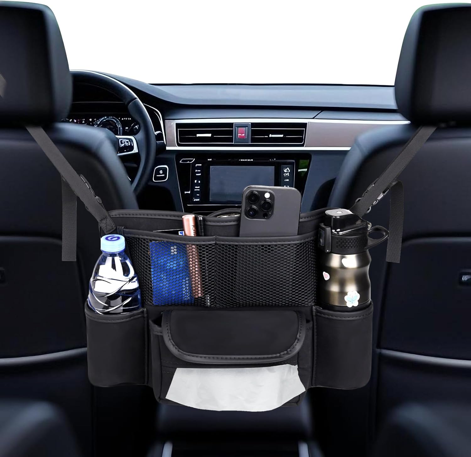 Car Handbag Holder Between Seats Suede Large Capacity Car Purse Holder Automotive Consoles