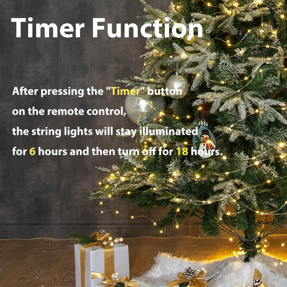 Die 160 Meter langen, 1600 LED warmweißen silbernen Fairy Lights mit Fernbedienung – Lichterkette für Innen- und Außenbereich für Zimmer, Wohnzimmer, Terrasse, Veranda, Garten, Weihnachtsbaum