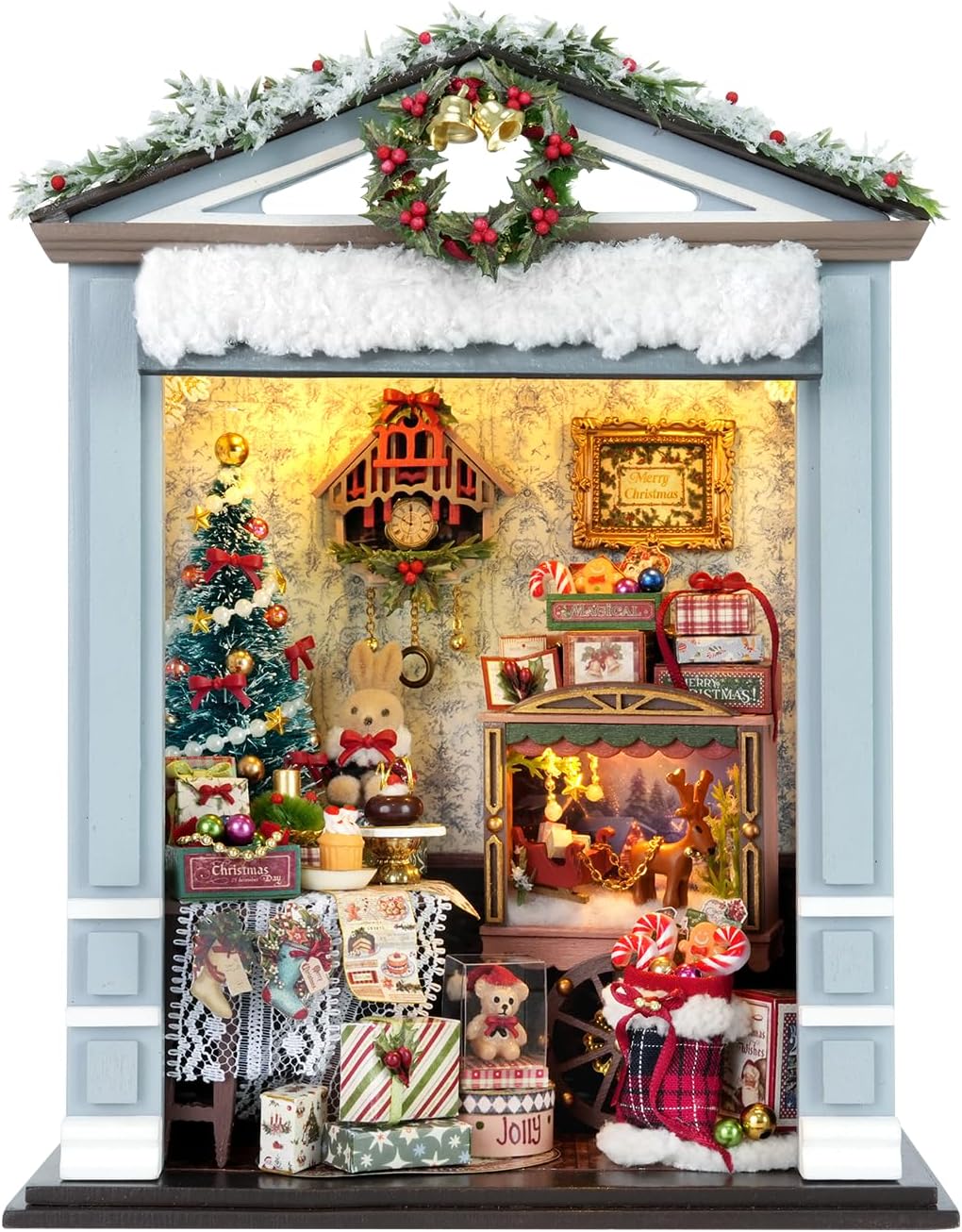 DIY Miniature Christmas House Kit Joyful Gatherings Creative Dollhouse Building Set Holiday Home Decor Craft for Adults