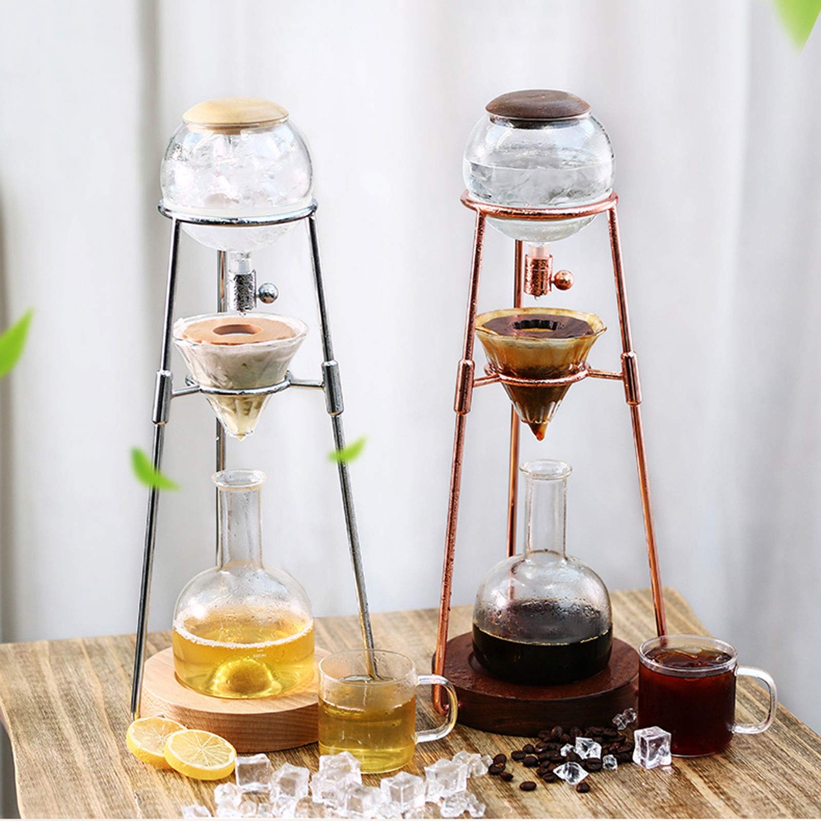 Dzbanek do kawy lodowa ekspres do kawy Cold Brew ekspres do kawy Szkło domowe Srebrny Różowe Złoto Ręczny Zaparzacz do kawy 500 ml Garnki do kawy (kolor: Złoty)