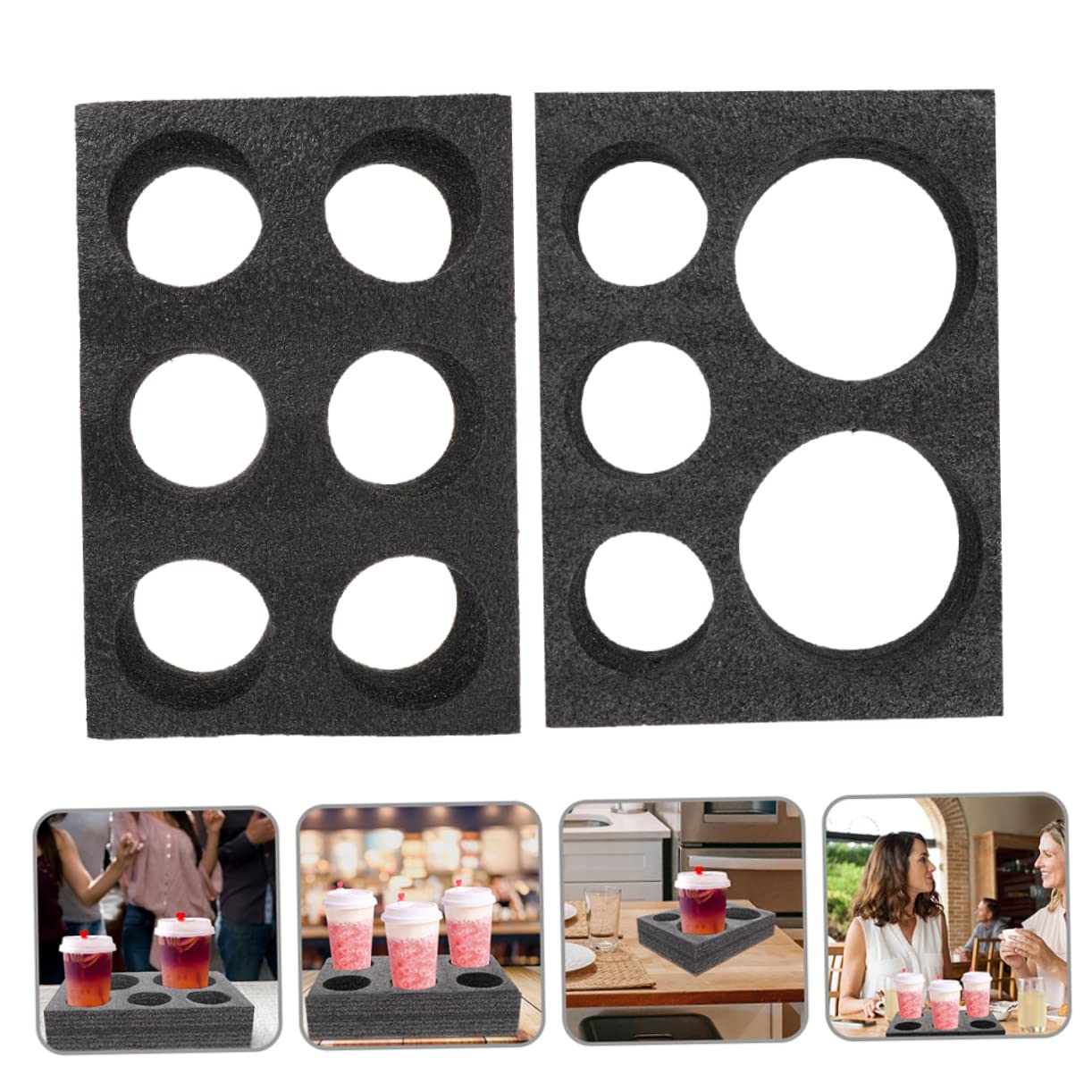 STOBAZA 2pcs Cup Holder Drink Carrier Tray Pearl Beverage Packing Box for Coffee Take Out Drinks Design Reusable Practical for Cafes Restaurants and Events