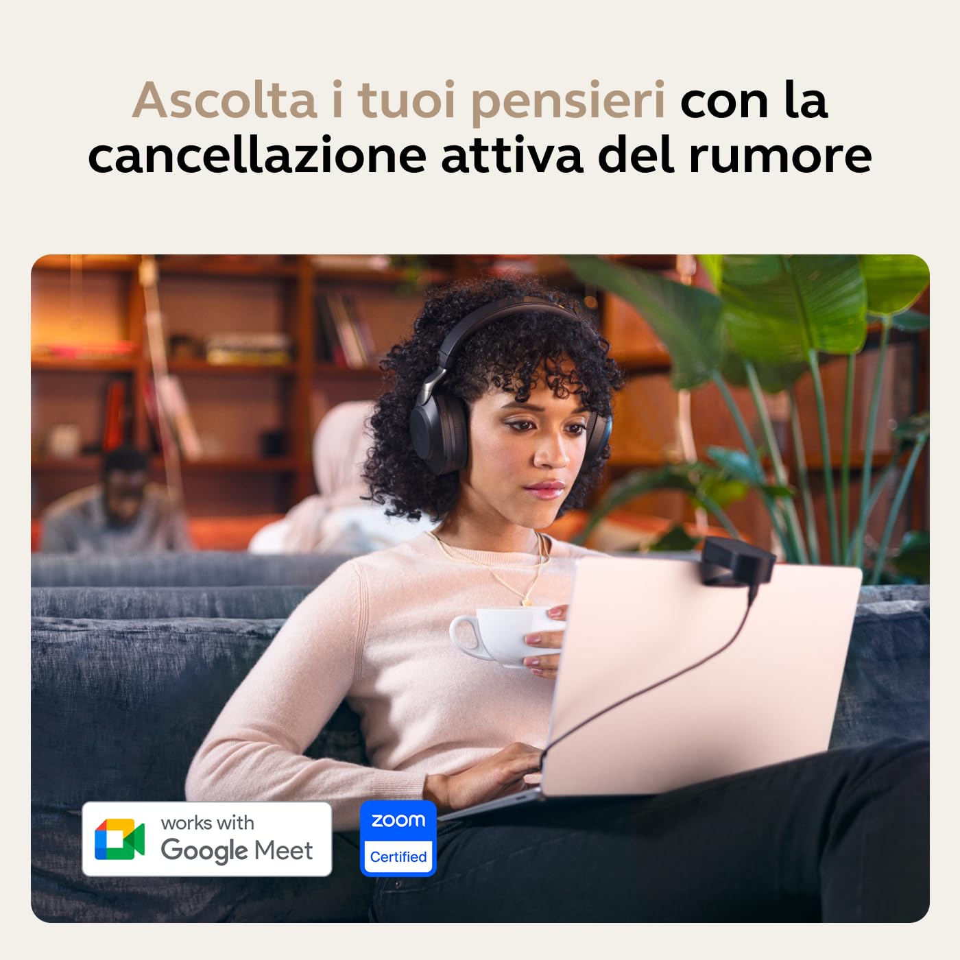 Jabra Evolve2 85 Cuffie wireless per PC - Cuffie stereo con cancellazione del rumore certificate UC con batteria di lunga durata - Adattatore Bluetooth USB-C - Nero