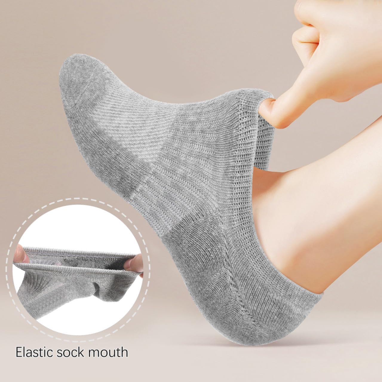 Mikikit Calzini Invisibili Unisex in Cotone Pettinato Fondo a Spugna, 6 Paia, Design Invisibile e Resistente alla Deformazione, per Uso Quotidiano