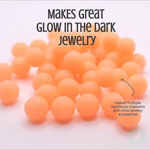 Miniatura 3 de Blue RABBIT CO - Cuentas de silicona blancas que brillan en la oscuridad para hacer llaveros, collares, pulseras (0.472 pulgadas, 50 unidades),