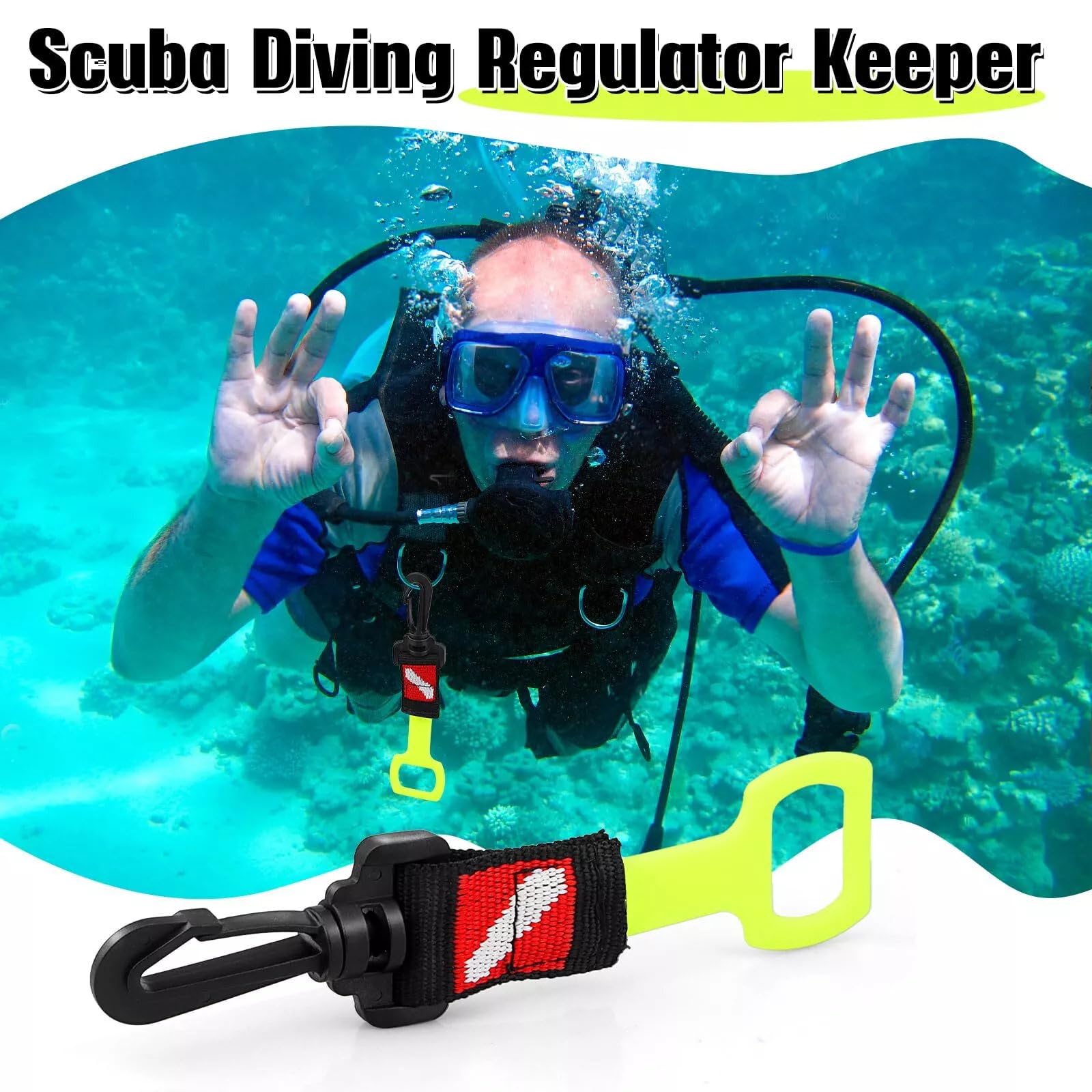 QIEIEI 2Pcs Octopuses Mouthpieces Retainer with Spring Clip Scubas Diving Regulator Octopuses Holder 2nd Stage Regulator Keeper