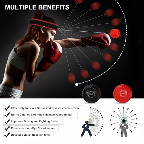 Miniatura 3 de Pelota refleja de boxeo mejorada, pelota de entrenamiento de boxeo con diadema perfecta para reacción, velocidad de perforación, habilidad de lucha,