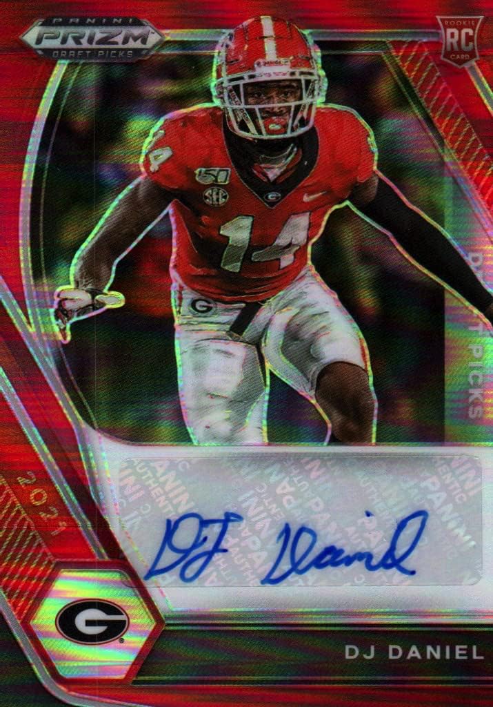 DJ Daniel Autographed & Serial Numbered 019/199 Red Prizm Rookie Collectible Football Card - 2021 Panini Red Prizm Draft Picks Rookie Football Card #DPA-DJD (Georgia) Free Shipping & Tracking