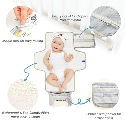 Miniatura 3 de Cambiador de pañales portátil para coche de camiones de construcción para bebé, impermeable, plegable, cambiador con almohada incorporada para