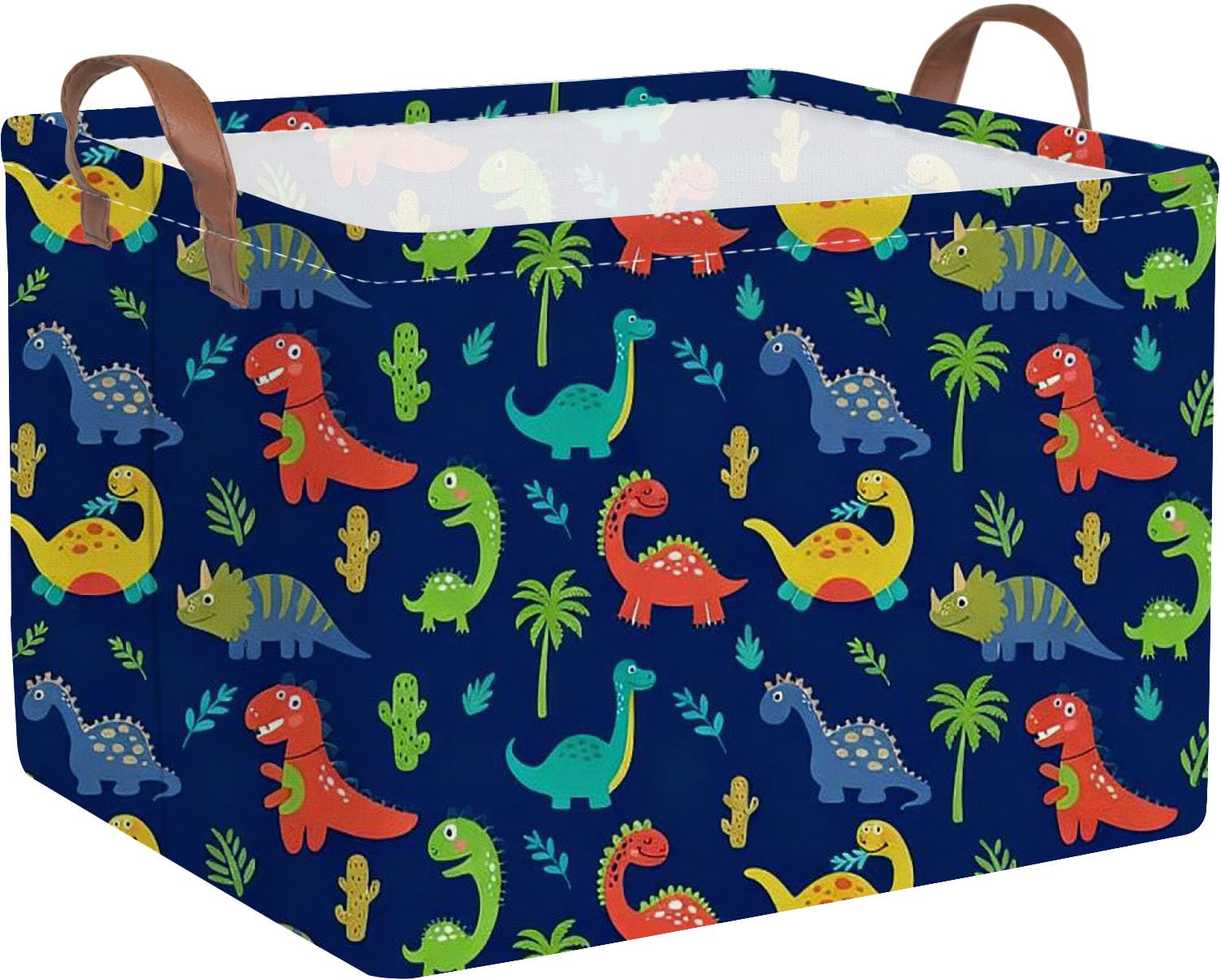 FXOLCSHE Halloween Dinosaur Basket for Kids,Nursery Hamper,Waterproof folding laundry basket,Dinosaur Gift Baskets Empty,Baby Laundry Hamper,Dinosaurs Room decor(Blue Dinosaurs)