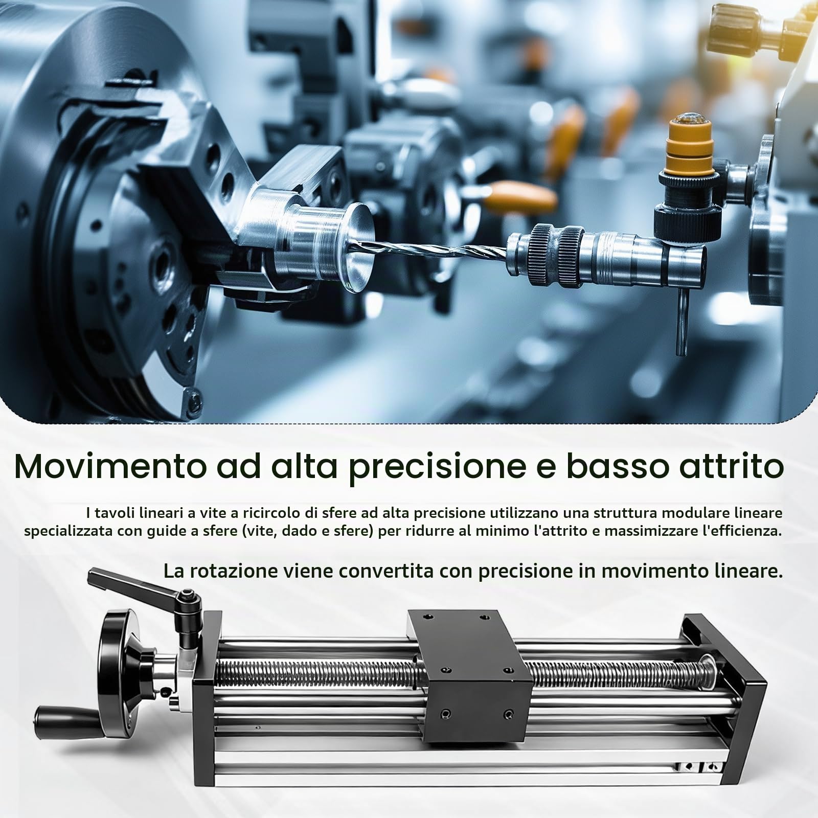 Guide Lineari, Guida Lineare Con Corsa Effettiva Di 200 Mm Con Volantino Tavola Lineare Con Vite A Sfere Ad Alta Precisione Manuale Per Trasformazione Di Apparecchiature CNC