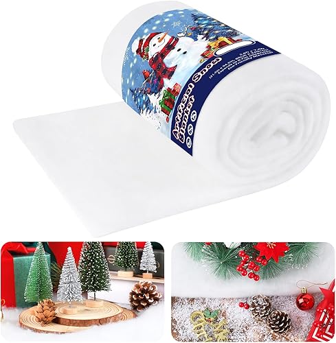 EIMMBD Manta de nieve artificial grande de 31 pulgadas x 7.8 pies de grosor, suave, esponjosa, rollo de nieve falsa para árbol de Navidad, fiesta,