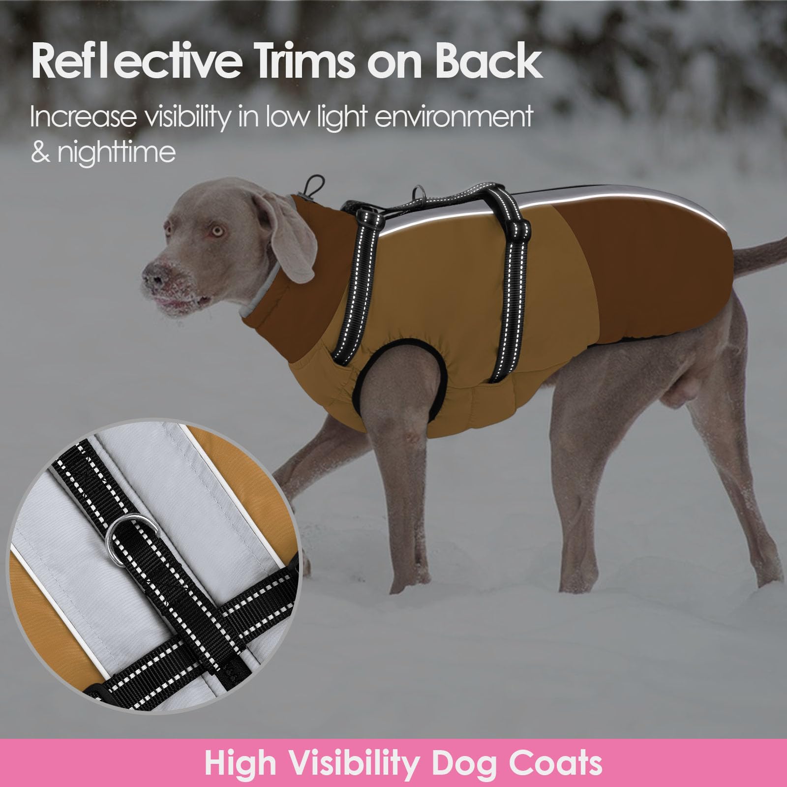 AOFITEE Hundejacke Winter Warm Hundemantel für Mittelgroße Hunde, Braun M