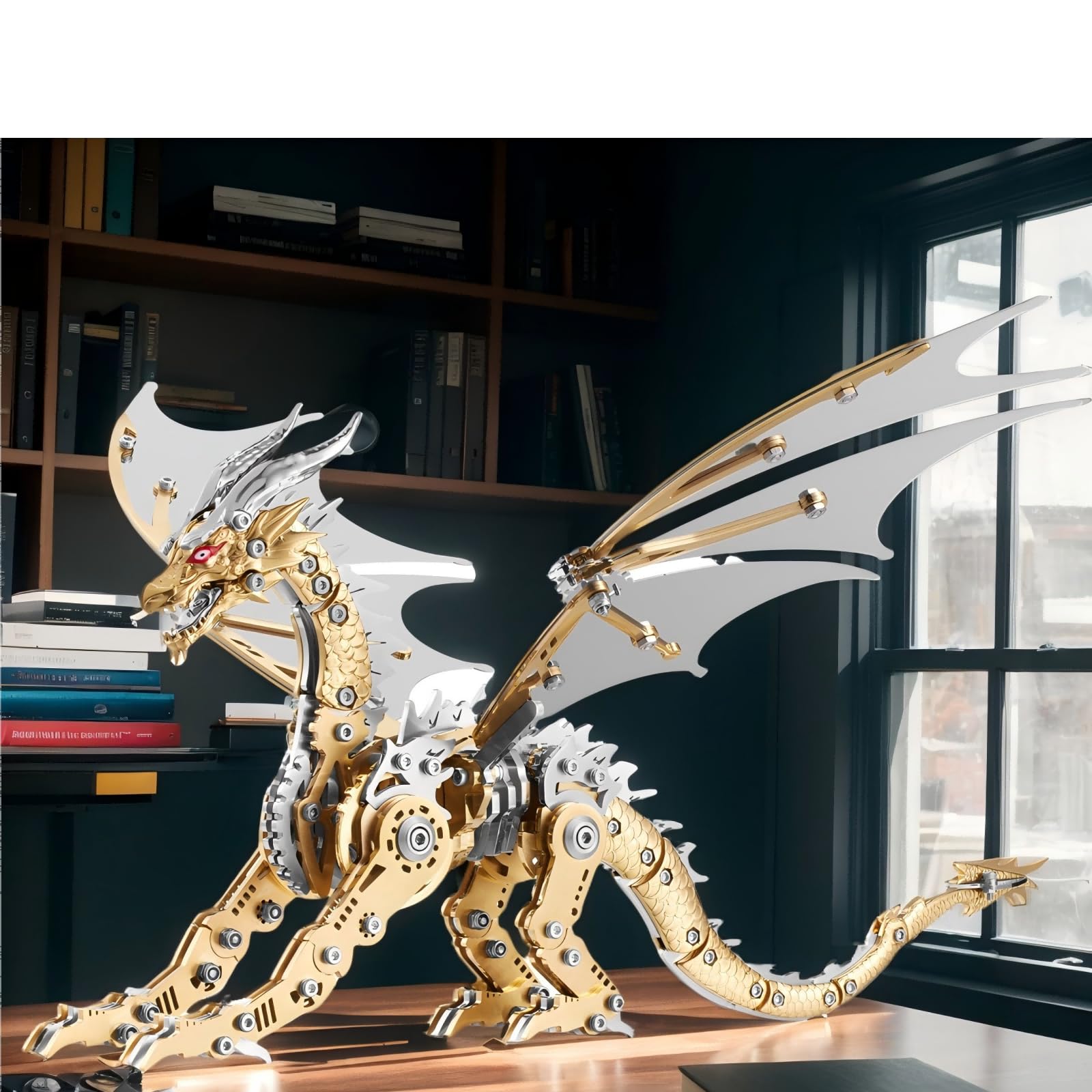 LONGPIN 3D Puzzles for Adults,Metal Dinosaur Puzzle Building Set,Collectible Mechanical Engineering Crafts for Home Office Decoration & Gift(Gold)