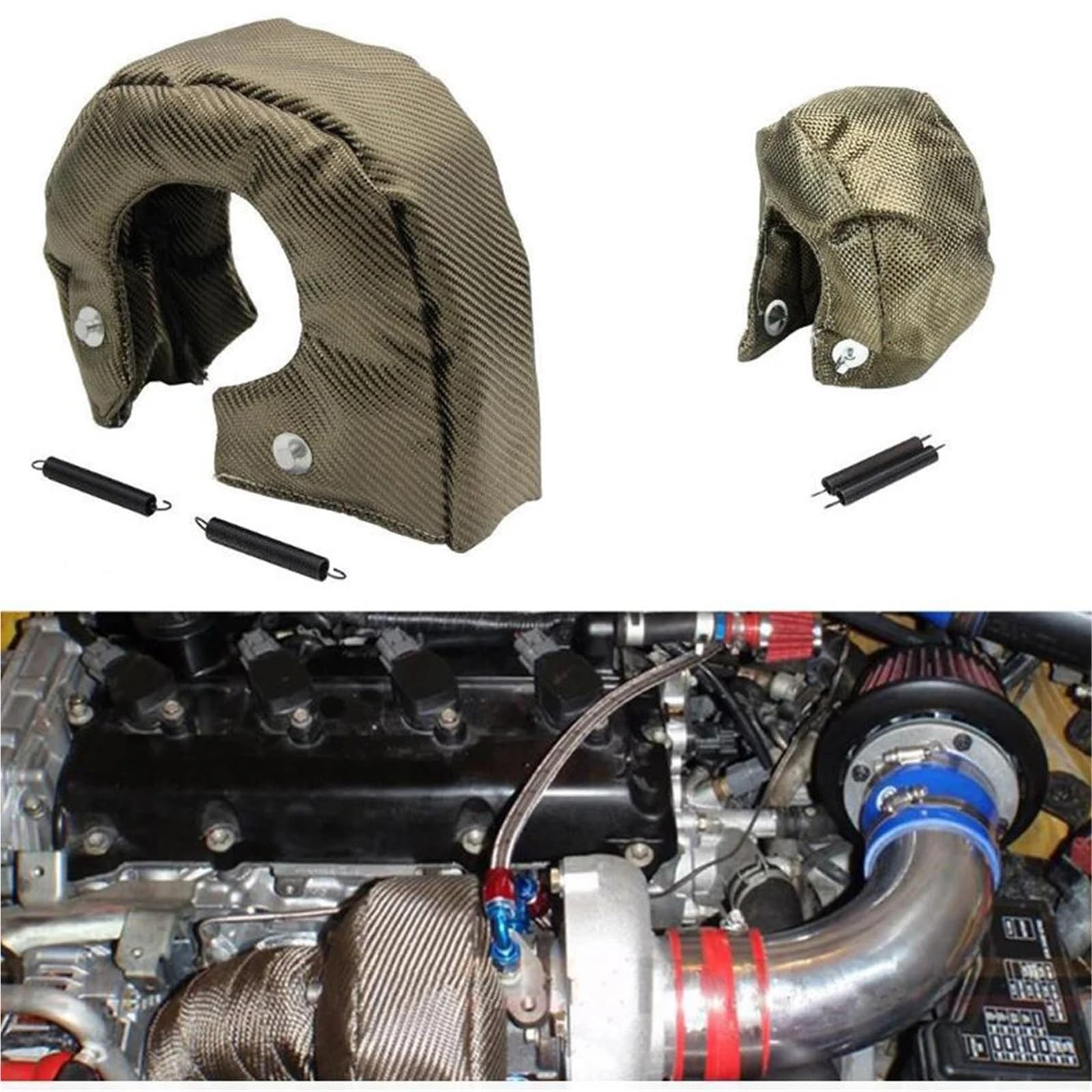 Abgasturbolader T3 T4 T6 Turbolader-Abdeckung, Wickeldecke, Wärmebarriere-Abdeckung, Turbo-Hitzeschild-Abdeckung, Wickelzubehör, Silikonfaser Car Turbocharger(For T4)