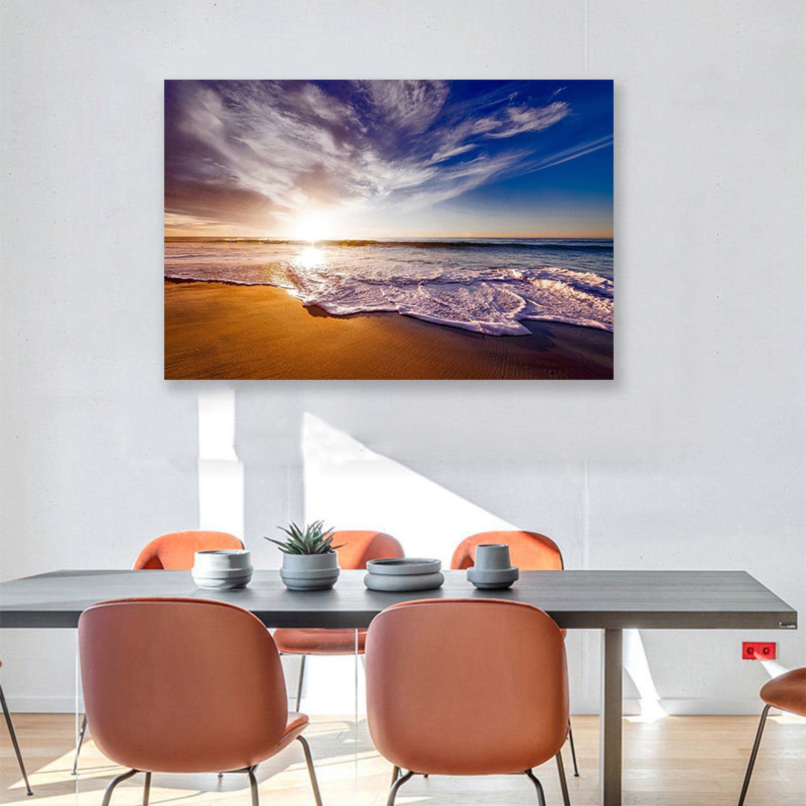 Apcgsm Bilder Ocean Beach. Bild auf Leinwand Strand Nature. Sonnenuntergang Meeres. Wandbild Leinwand Landschaft,Leinwanddrucke Kunstdrucke. Gerahmt fertig zum Aufhängen. 60x90cm(23,6x35,4") gerahmt
