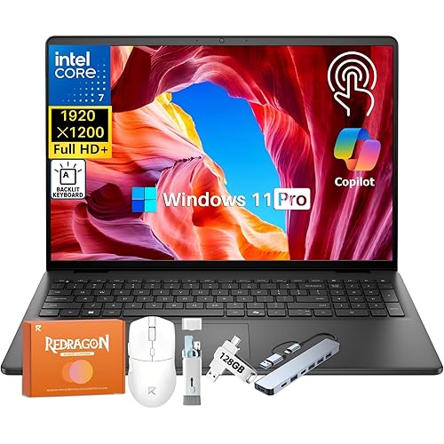 Dell Inspiron 16 Touchscreen Laptop Computer, 16" FHD+ 300-Nits Display, Intel 10-Core 7 150U (up to 5.4 GHz), 32 GB DDR5 RAM, 1 TB SSD, Wi-Fi 6, Backlit KB, Copilot AI, Windows 11 Pro, for Business