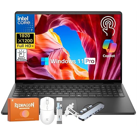 Dell Inspiron 16 Touchscreen Laptop Computer, 16" FHD+ 300-Nits Display, Intel 10-Core 7 150U (up to 5.4 GHz), 32 GB DDR5 RAM, 1 TB SSD, Wi-Fi 6, Backlit KB, Copilot AI, Windows 11 Pro, for Business