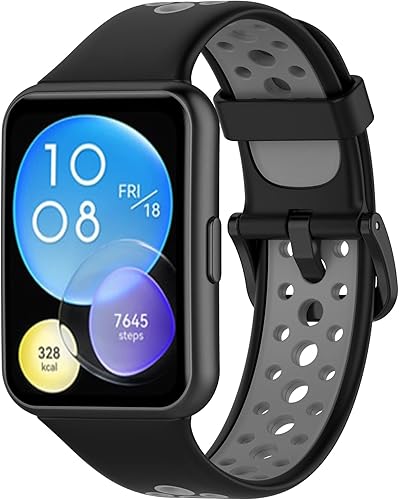 Miniatura 3 de 1 pieza compatible con Huawei Watch Fit 2 bandas, pulsera de silicona de dos colores de repuesto transpirable correas deportivas para Huawei Watch