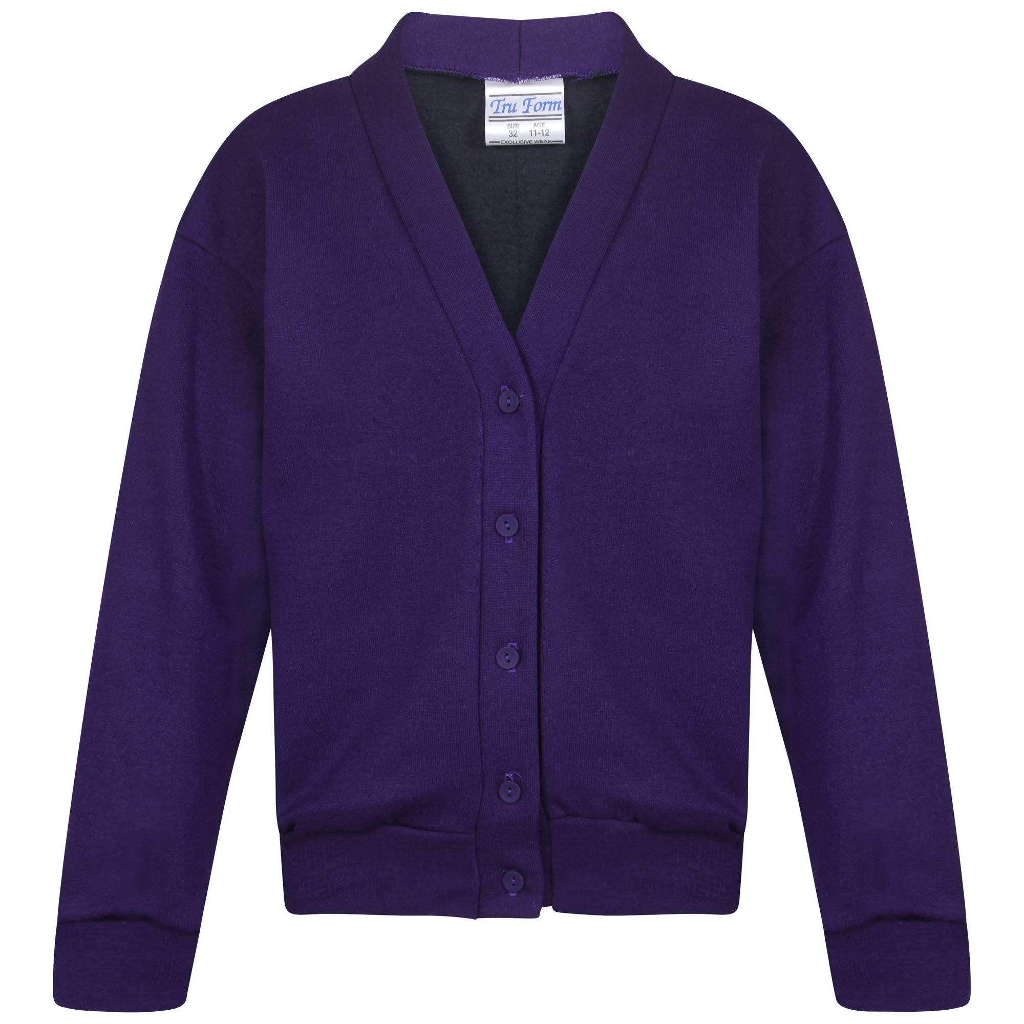 Indx-Clothing Girls Purple School Fleece Cardigan Uniform Sweatshirt Uniform Smart School Wear Age 2-3 To 13-14 (, 2-3 Year)