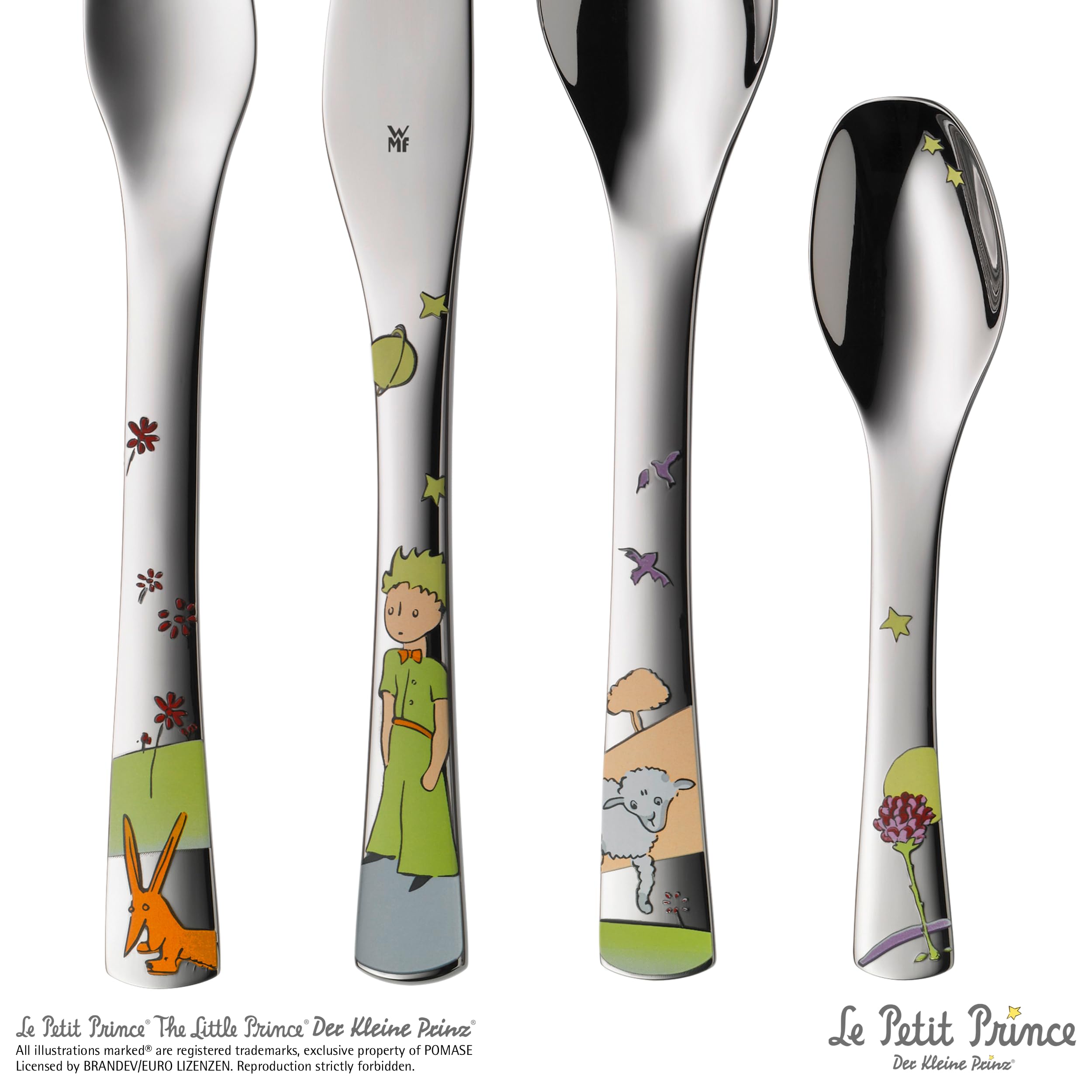 Posate per bambini WMF Il Piccolo Principe con incisione del nome - bellissimo set di posate per bambini - regali di battesimo personalizzati con incisione, idee regalo per bambine e bambini dai 6 ann