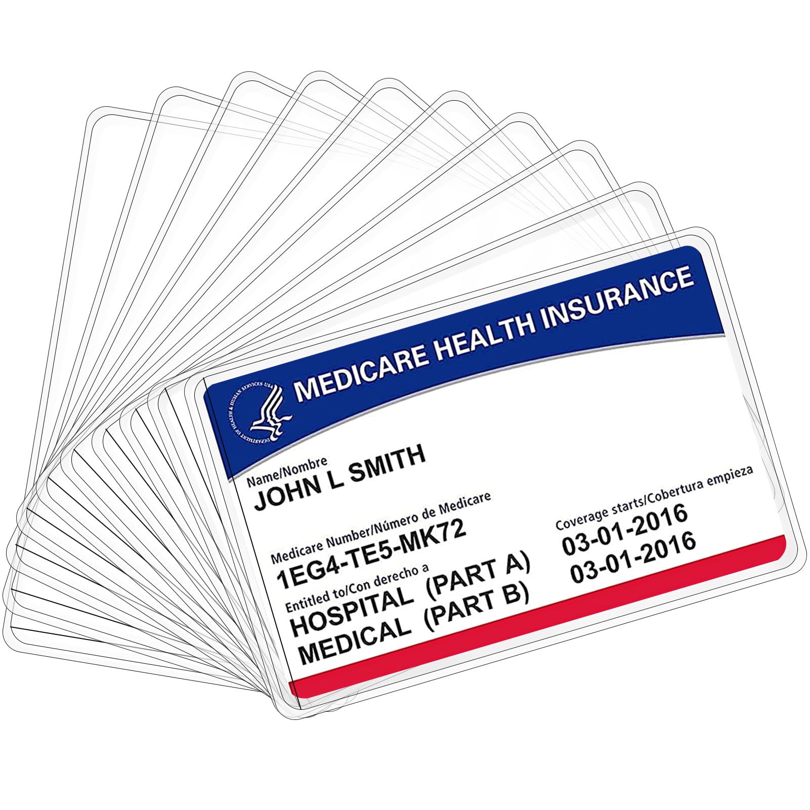 Boduoyejieyi 10 Pack New Medicare Card Holder Protector Sleeves，12Mil Clear PVC Waterproof Medical / Credit Card, Business / Social Security Card Protector