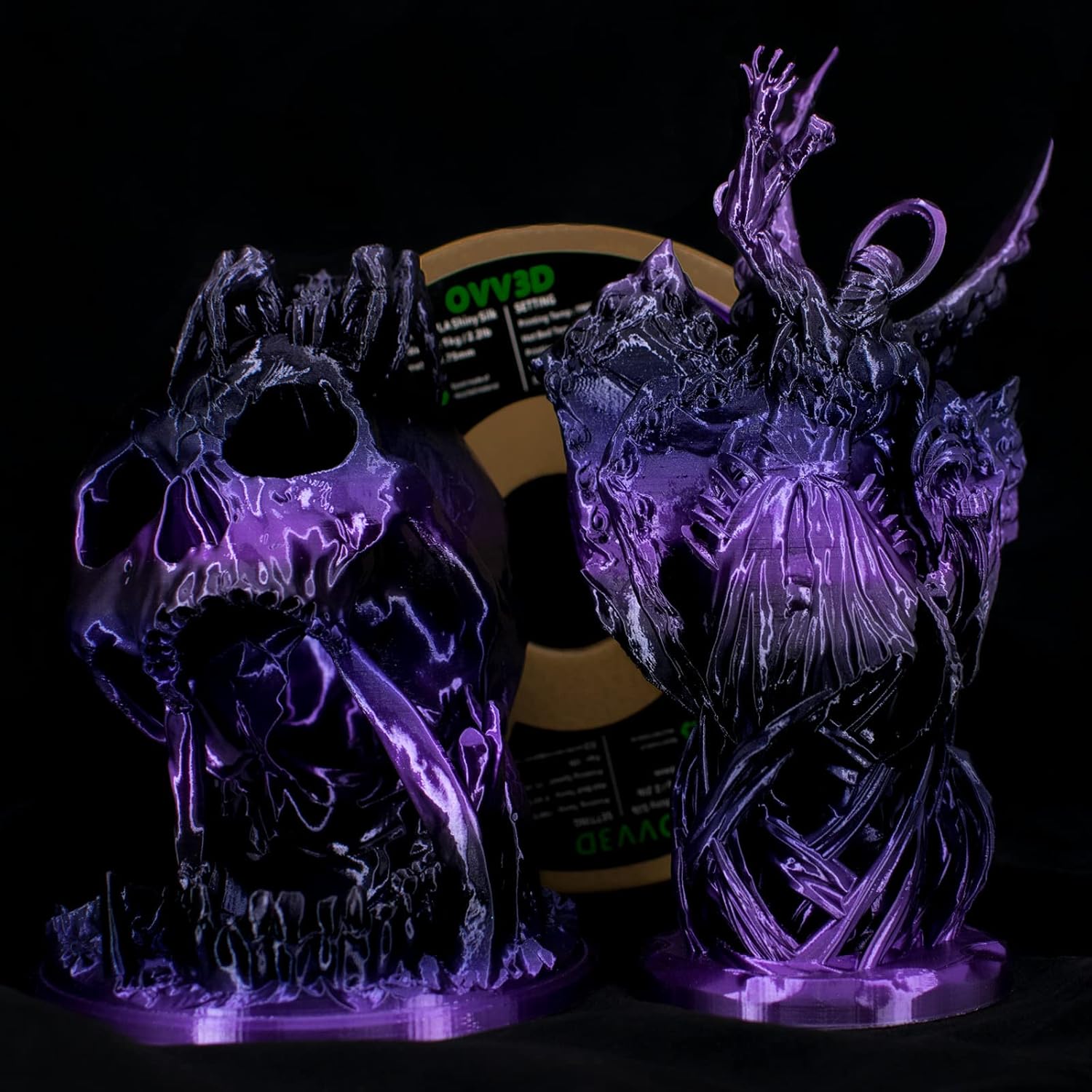 PLA Filament 1.75mm, 3D Printer Filament Silk Black Purple Color Changing, Silk PLA Filament, 3D Printing Filament 1.75 +/-0.02mm, 1kg - Image 2