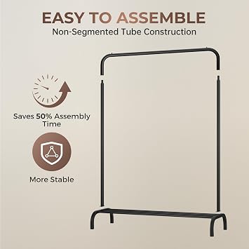 Sturdy Clothes Rail for Bedroom, Portable Clothes Rack with Storage Shelf, Metal Clothing Rail for Hanging Garments