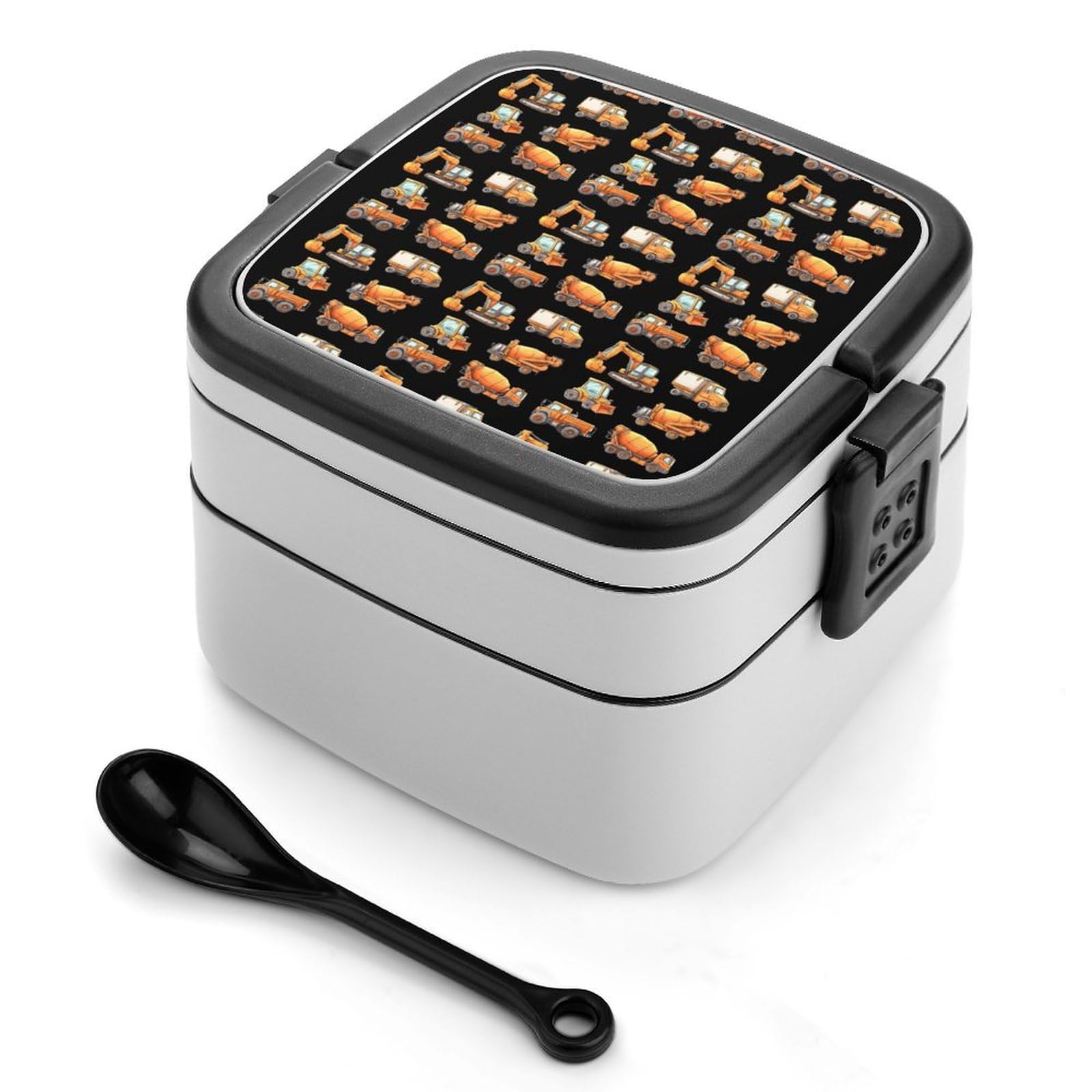 CGSBNGHA Construction Vehicles Bento Lunch Box 2 Layer Lunchbox Food Container for Adults Office