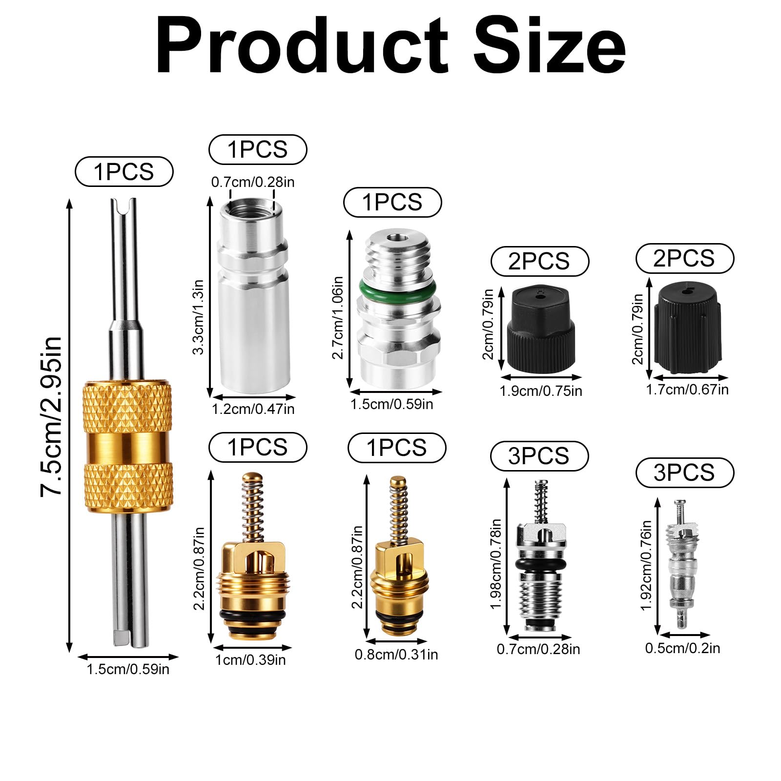 15-Piece AC Valve Core Kit - For R12 & R134a Systems, Includes Cores, Caps & Removal Tool - View #11