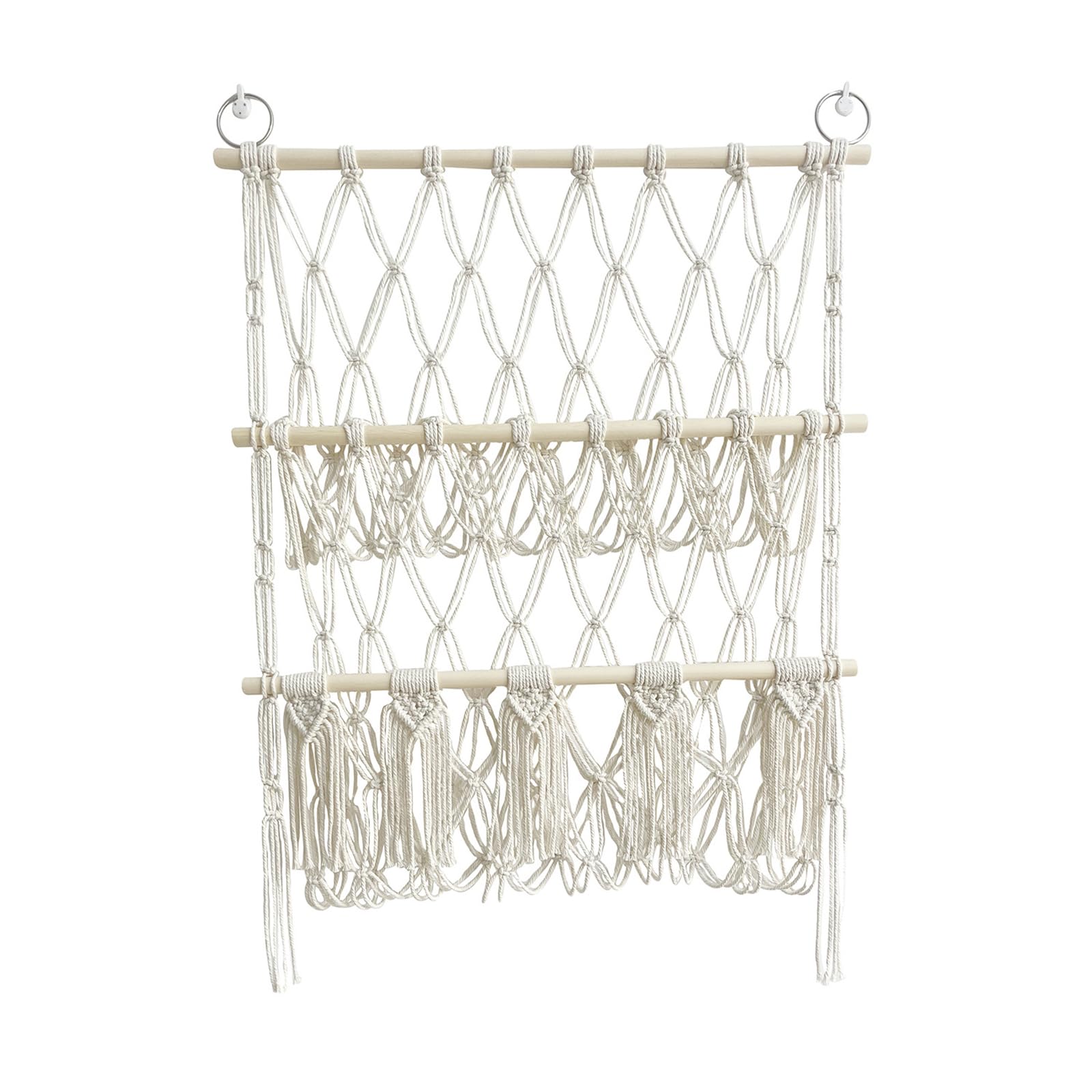 Lidzopas Stuffed Animal Storage Hammock,2 Layers Wooden Hanging Toy Organizer Boho Space Saving Toy Organizer for Soft Plush Toys Style 2 One