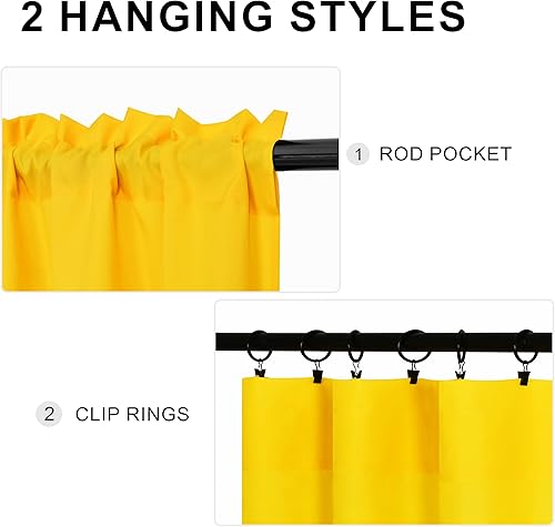 Miniatura 5 de DWCN Cenefa amarilla para ventanas de cocina, cortina de ventana de sótano, 1 panel, 60 x 18 pulgadas, color amarillo
