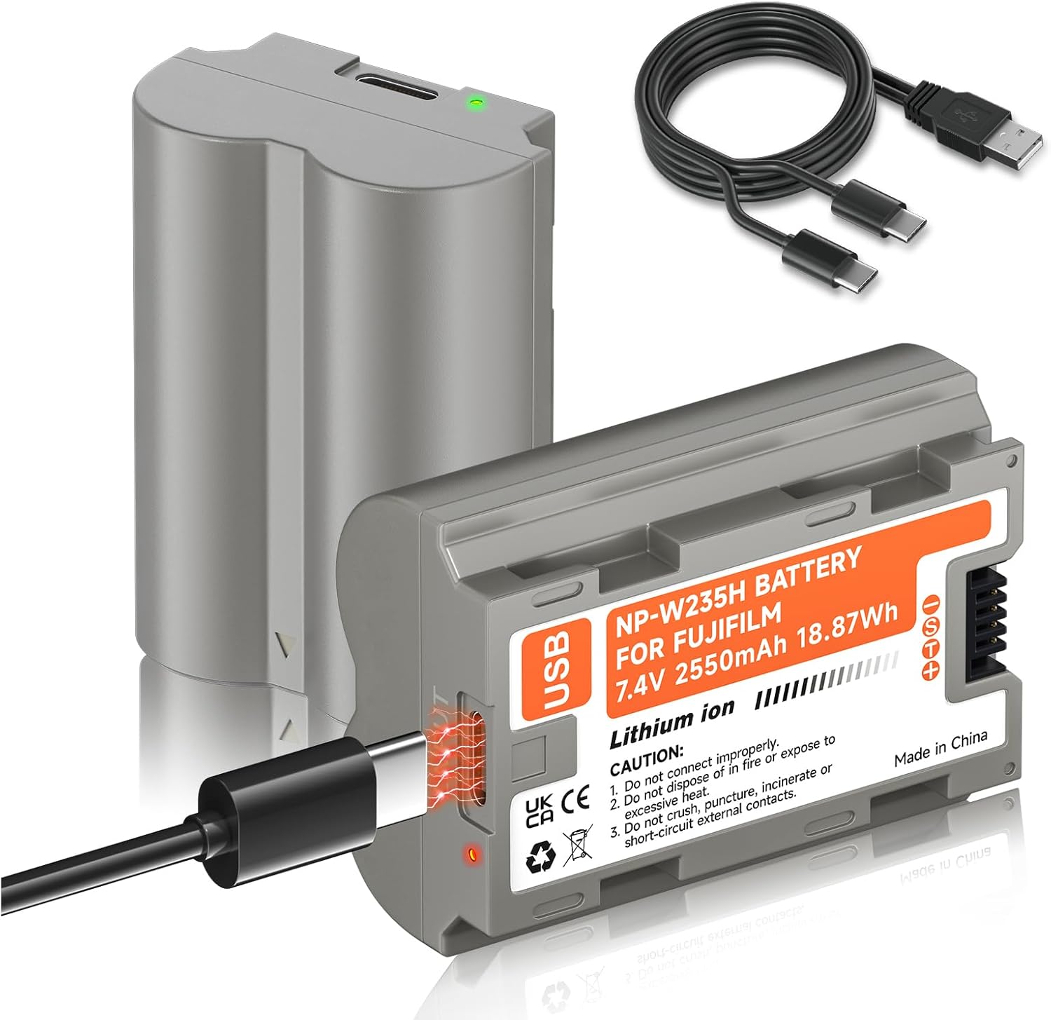 NP-W235 Rechargeable Replacement Battery for Fujifilm X-T5, X-T4, 2550 mAh NP-W235 Replacement Battery USB-C Directly Charging for GFX100S, X-H2S, X-H2, GFX50S II, VG-XT4, X-S20-4266 Digital Camera