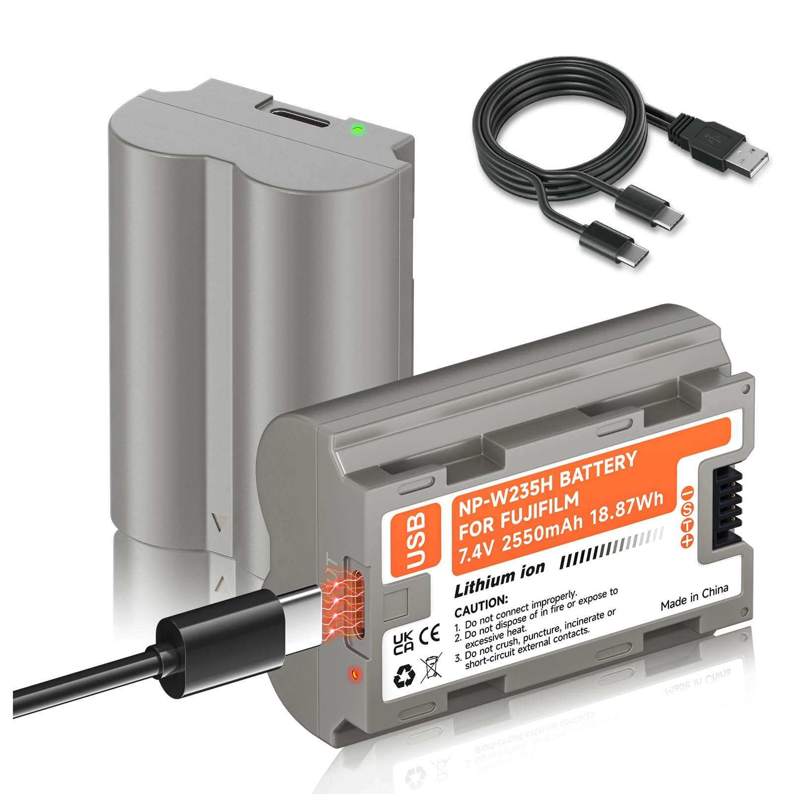 VILTROX 2 Pack NP-W235 2400mAh Batteria di ricambio per fotocamera USB-C con ricarica rapida Type-C da 2,5 ore, ricaricabile, compatibile con Fujifilm X-T5, X-T4, VG-XT4, X-S20, X-H2S, X-H2, GFX50S II VILTROX 2 Pack NP-W235 2400mAh Batteria di ricambio per fotocamera USB-C con ricarica rapida Type-C da 2,5 ore, ricaricabile, compatibile con Fujifilm X-T5, X-T4, VG-XT4, X-S20, X-H2S, X-H2, GFX50S II
